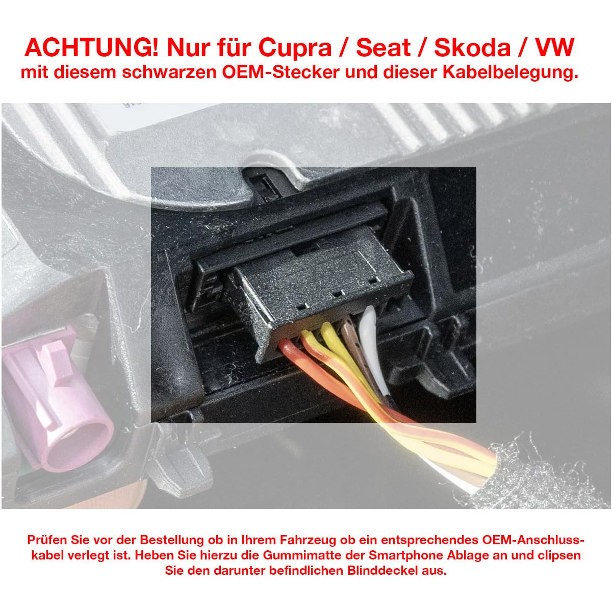 INBAY 15W Handyhalterung Auto Ablagefach Induktiv/Kabellos passend für Cupra/Seat/Skoda und VW Universal - Autohalterung Zubehör Innenraum - Qi