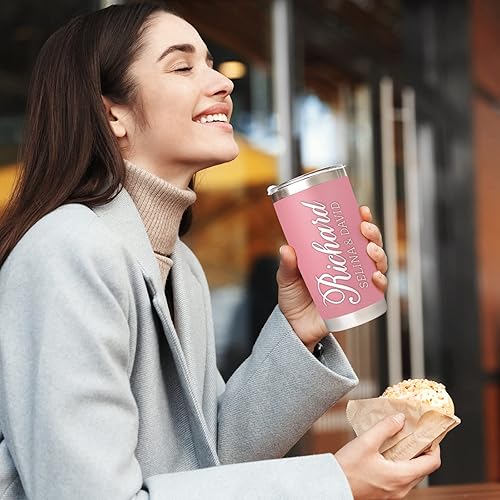 Miniatura 6 de Vaso personalizado con nombre grabado y texto, vaso de café de acero inoxidable personalizado de 20 onzas con tapa, regalos personalizados para