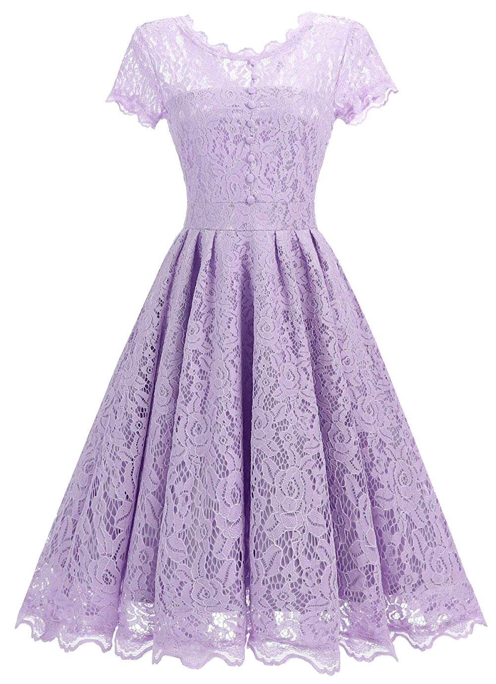 Tecrio Women's Vintage Floral Lace Cocktail Dress - Cap Sleeve Swing Dress For Parties & Weddings - View #10