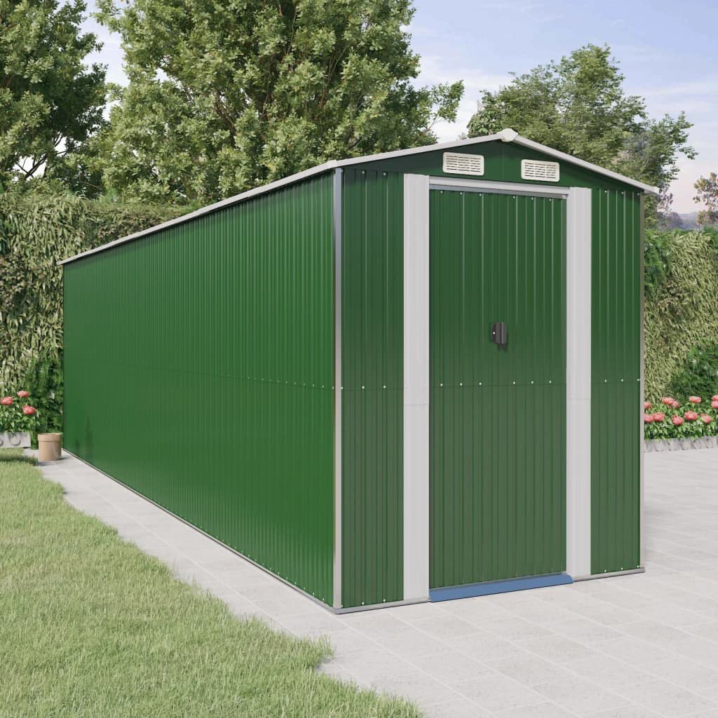 Abri de jardin vert 192 x 689 x 223 cm en acier galvanisé