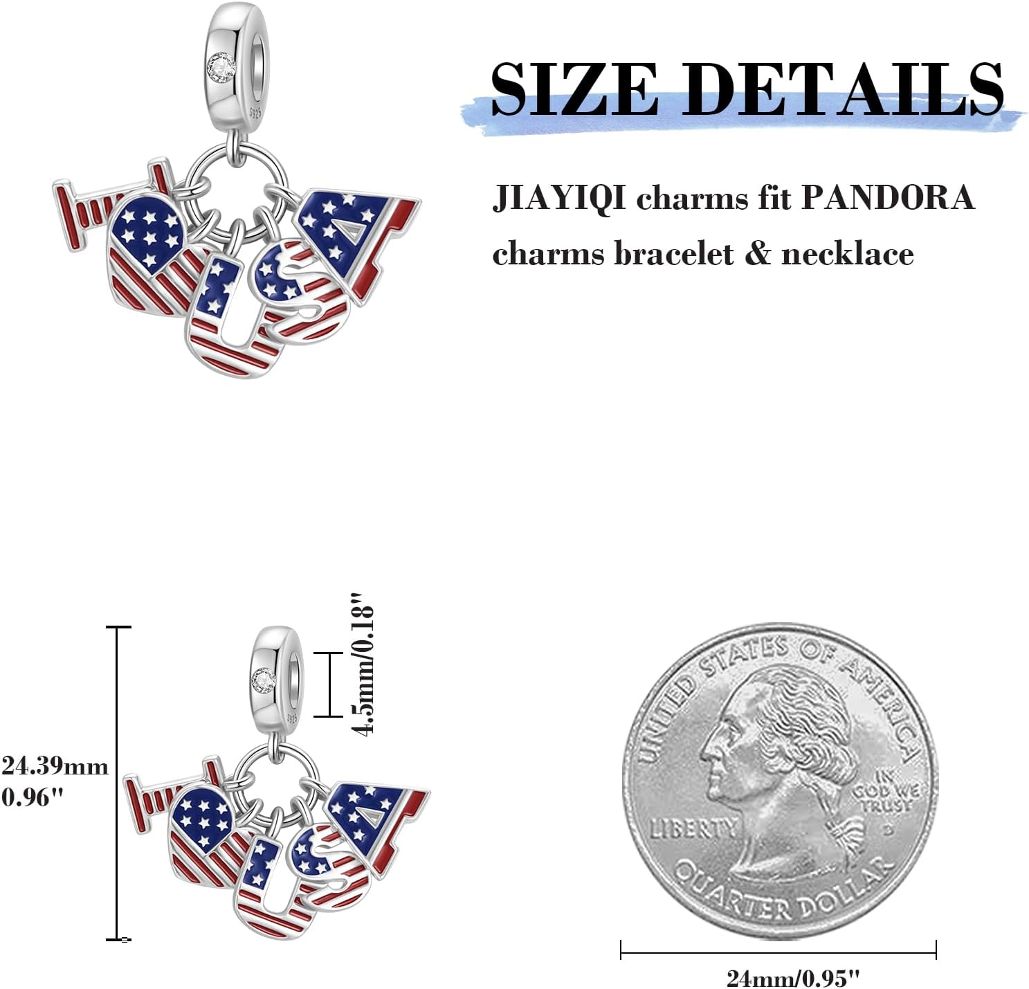 JIAYIQI 925 Sterling Silver Charms for Bracelets and Necklaces Mermaid Coffee USA Flag Christian Devil's Eye Charms Beads Jewelry for Women - Image 5