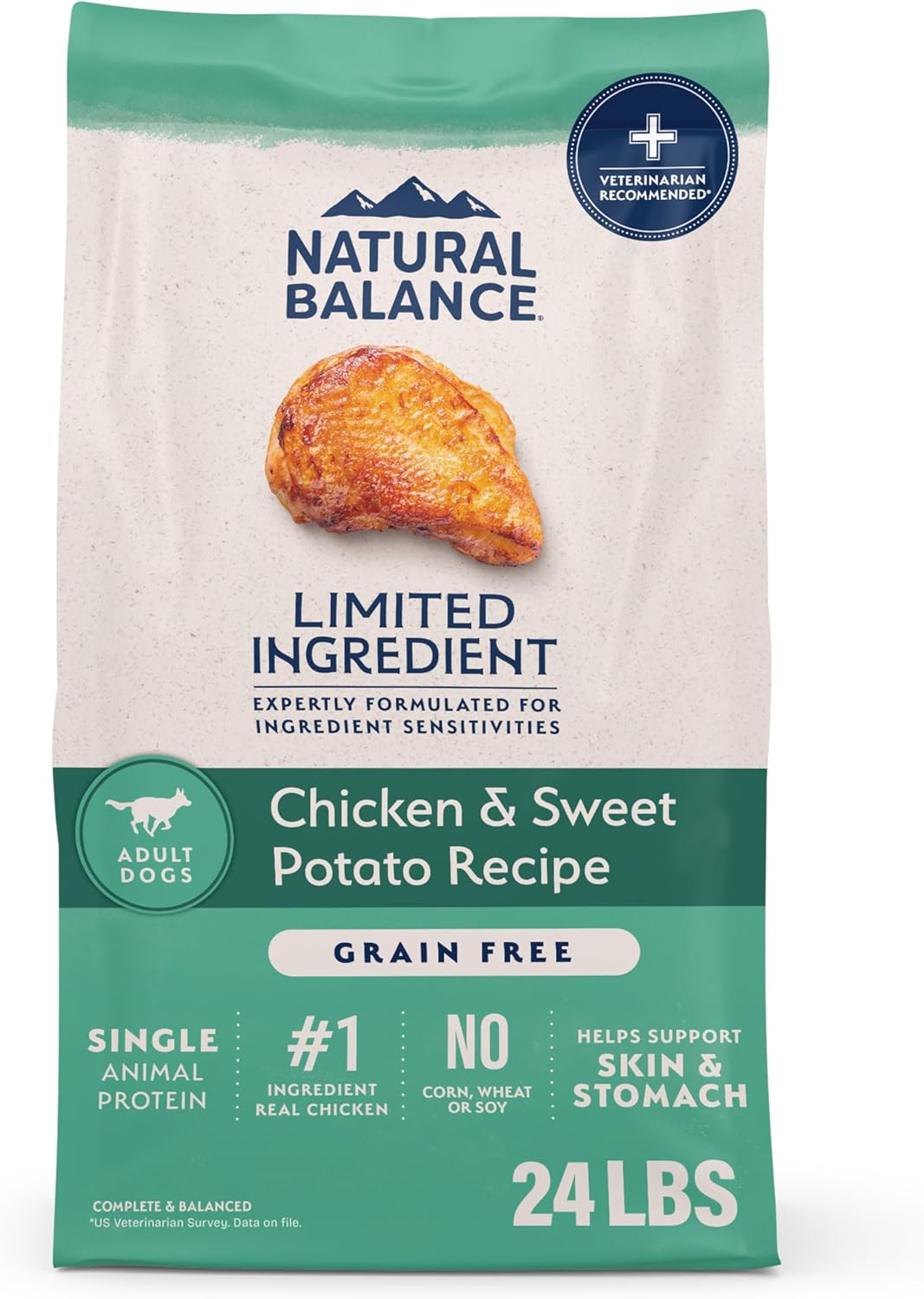 Natural Balance Limited Ingredient Adult Grain-Free Dry Dog Food, Chicken & Sweet Potato Recipe, 24 Pound (Pack of 1)