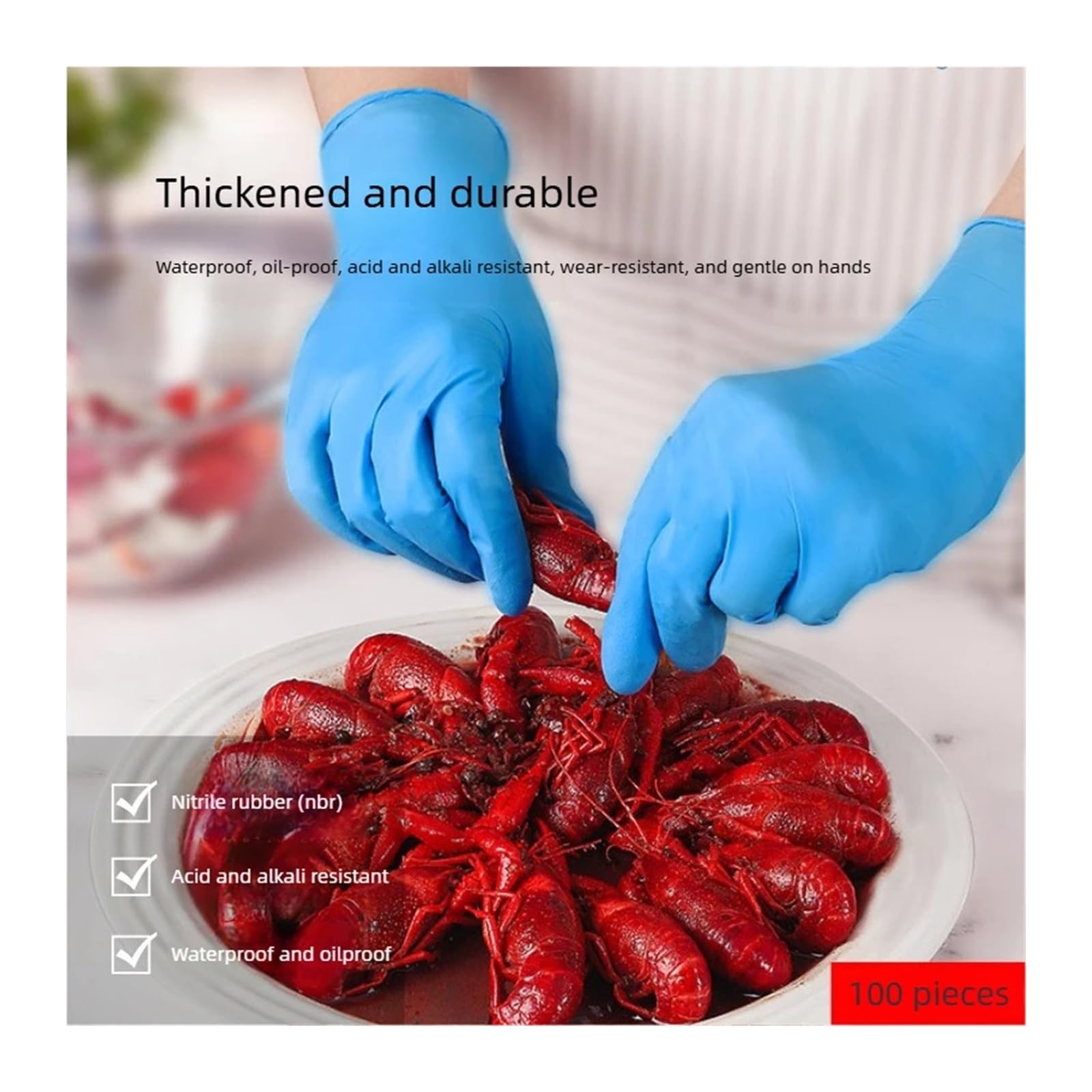 Genérico Guantes desechables de nitrilo puro: resistentes al aceite, impermeables, resistentes a ácidos y álcalis, guantes de alta elasticidad (100 unidades por caja)(White,S)
