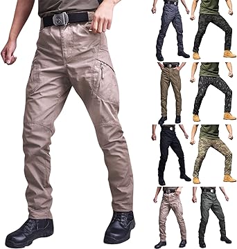 OIOLOYJM Military Cargo Pants for Men Hiking Relaxed Fit Work Waterproof Stretch Tactical Lightweight Outdoor Travel Pant