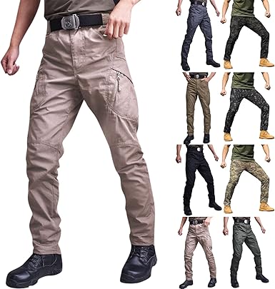 OIOLOYJM Military Cargo Pants for Men Hiking Relaxed Fit Work Waterproof Stretch Tactical Lightweight Outdoor Travel Pant