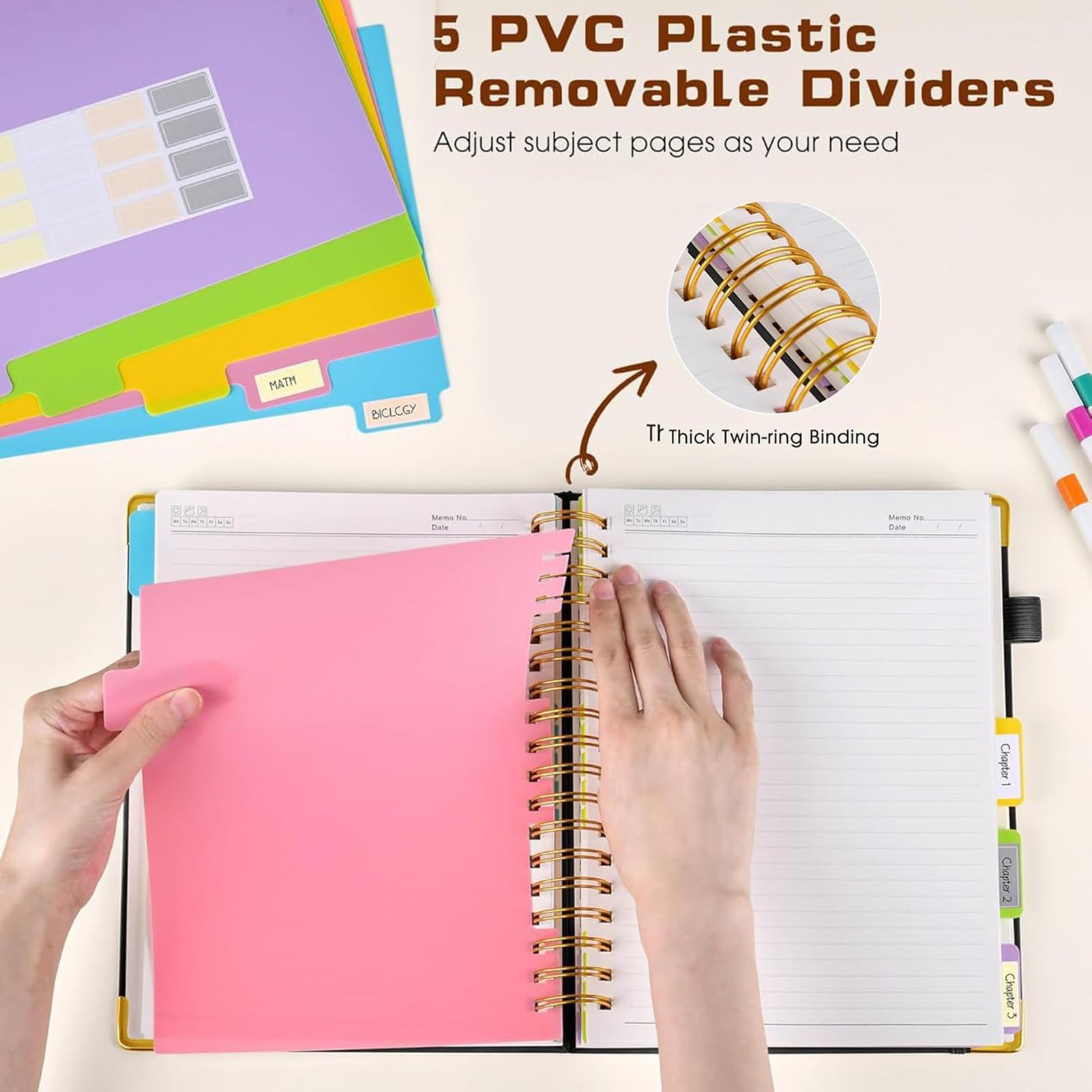 Quaderno a Blocco note con divisori rimovibili e linguette per planner 300