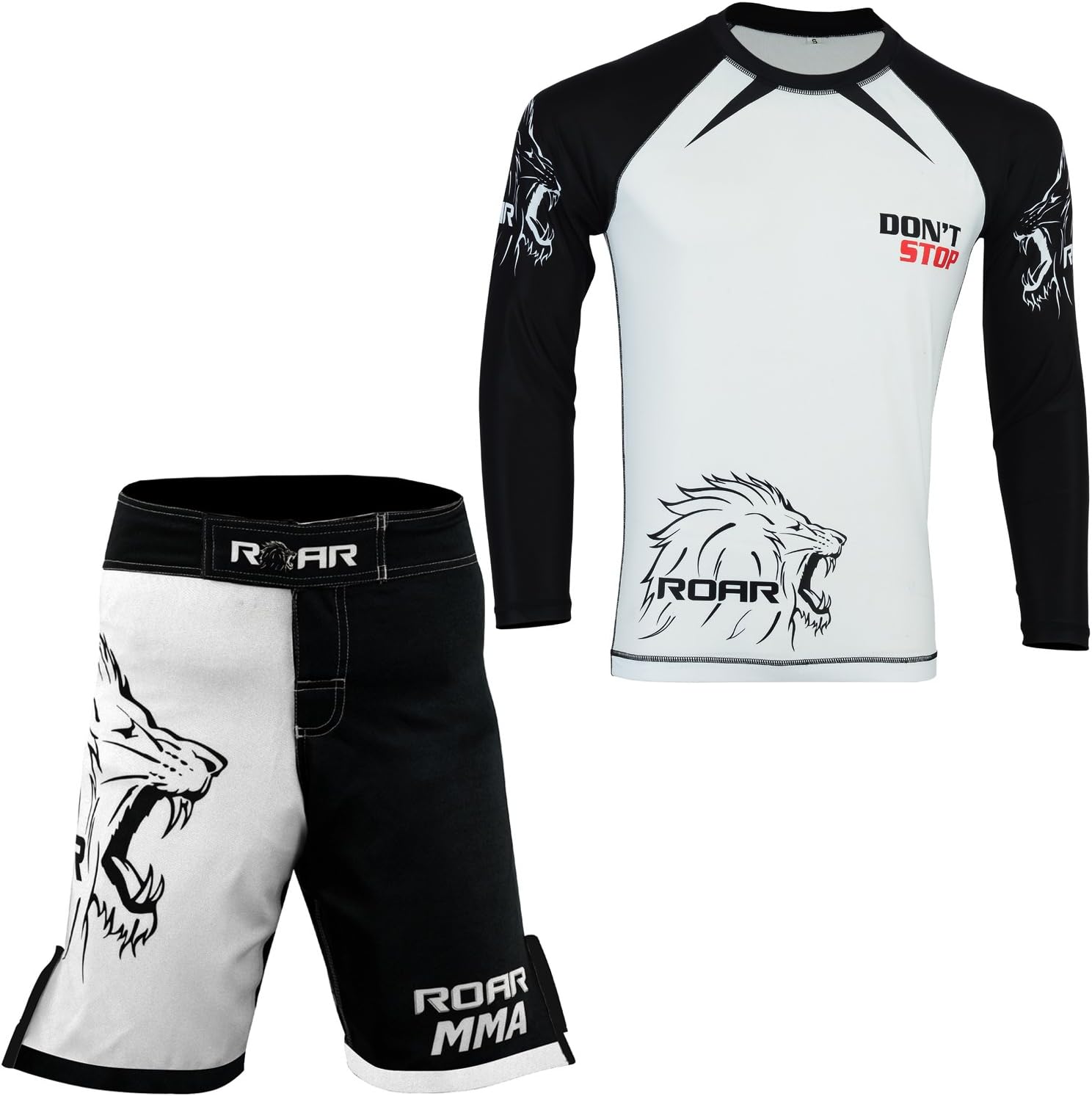 Roar No Gi Wear MMA Rash Guards & MMA Shorts Set BJJ Grappling Jitsu Training
