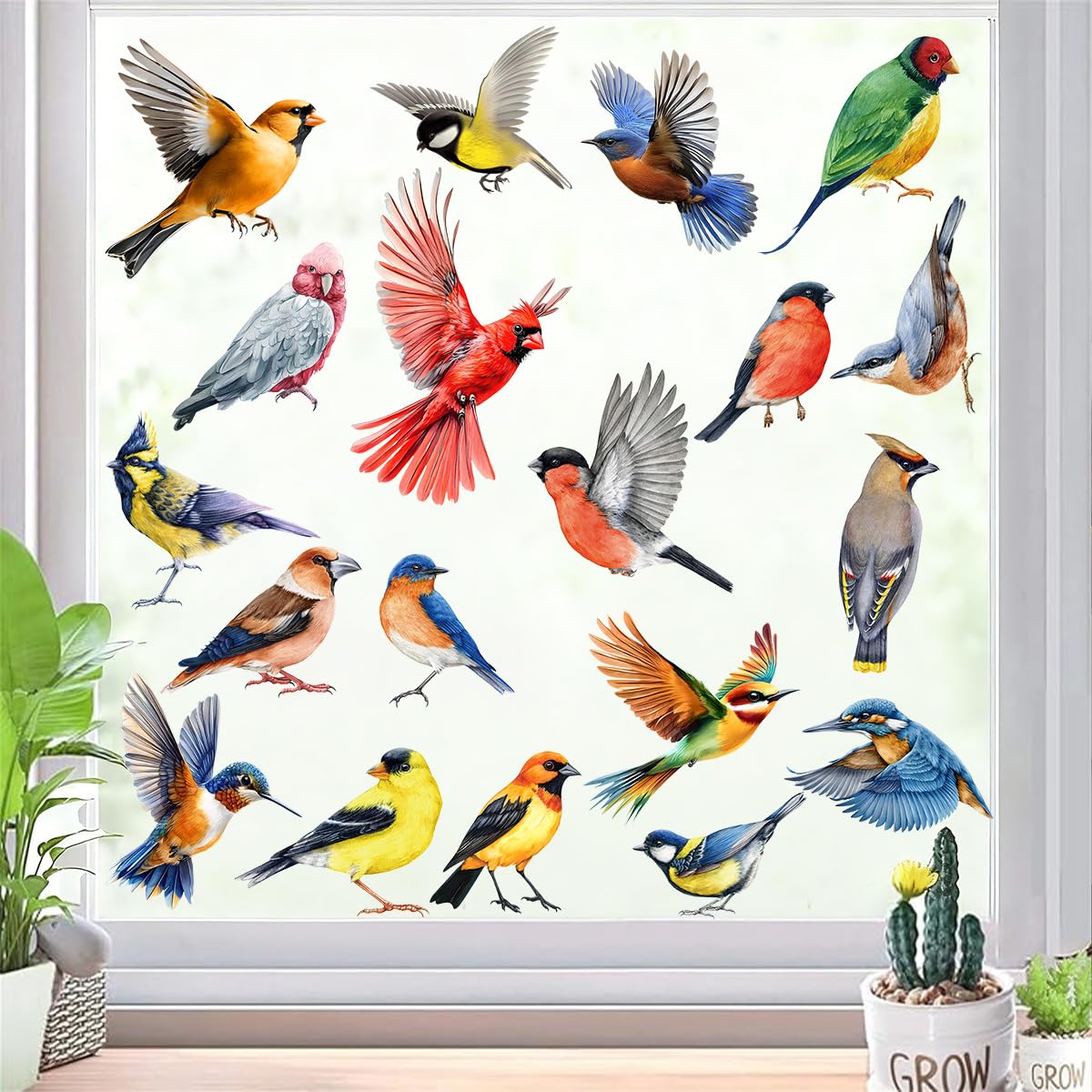 Autocollants pour fenêtres, Protection des oiseaux, Stickers oiseaux, Autocollants statiques anti-collision, Décorations de fenêtre adhésives pour vitres