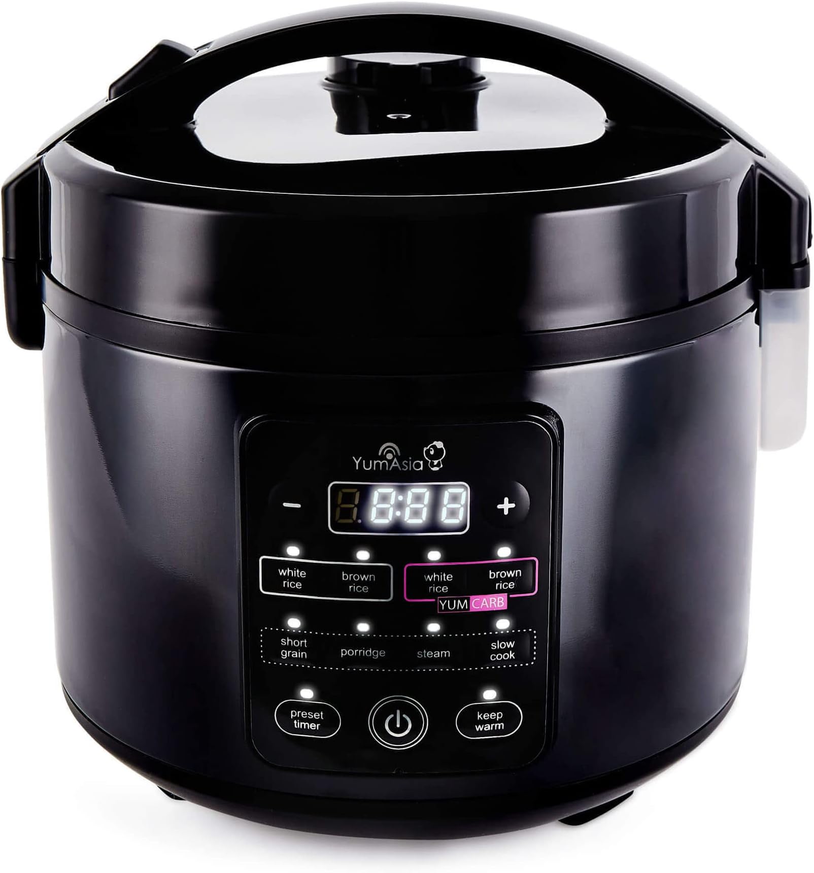 Yum Asia Kumo YumCarb Rice Cooker with Ceramic Bowl and Advanced Fuzzy Logic, (5.5 cup, 1 litre), 5 Rice Cooking Functions, 3 Multicooker Functions, 220-240V UK/EU Power (Dark Stainless Steel)