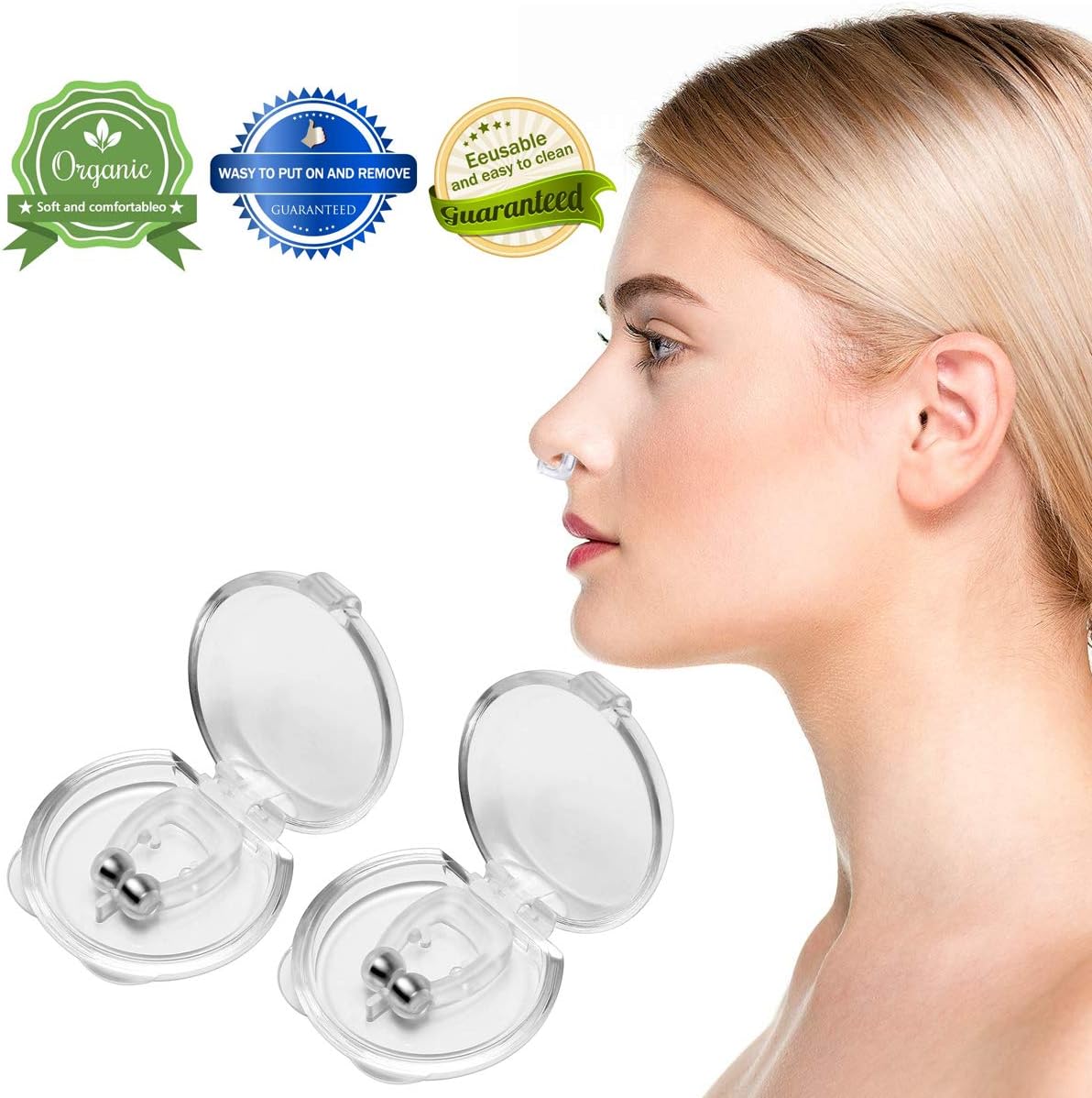 Alquar Clipple Anti Snoring Devices, 6 Packs Snoring Solution Silicone Magnetic Anti Snore Clip, Stop Snoring Nose Device Comfortable & Professional Anti Snoring Devices for Peaceful Night (2 Pieces)