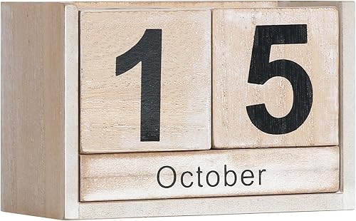 Miniatura 17 de Calendario de Bloques de Madera para Escritorio, Calendario Perpetuo de Escritorio de Tamaño Pequeño, Lindo Juego de Bloques de Fecha para