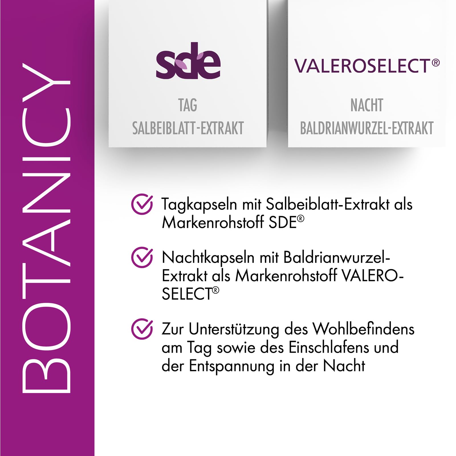 Botanicy MENOPAUSE TAG & NACHT - Gegen Wechseljahre Symptome - Doppel Komplex Morgen & Abend, mit Salbei & Baldrian - Pflanzenextrakte & Vitamine - Natürlich, Hormonfrei, Vegan - 60 Menopause Kapseln