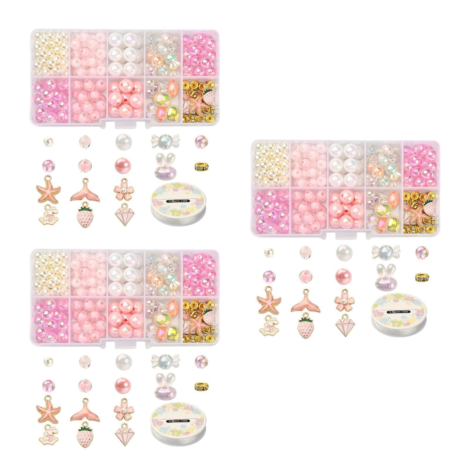VILLCASE 3ensembles Kit De Fabrication De Bijoux Ensemble De Perles Pour Bracelet Charm Avec Perles Étoile Cœur Bricolage Créatif Pour Adultes