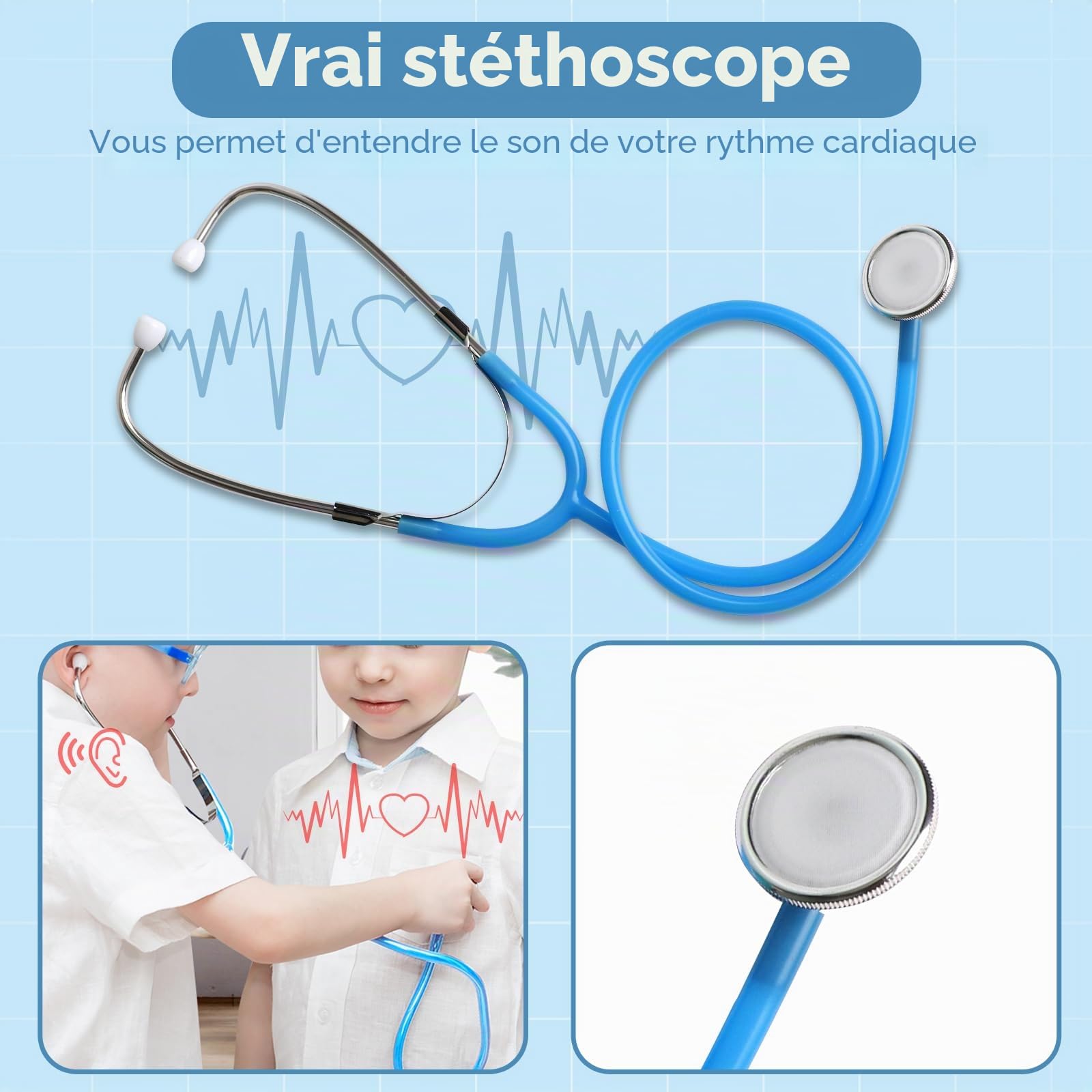 Lehoo Castle Malette Docteur Enfant, Malette Docteur, Docteur Kit de Jeu de Rôle, Docteur Enfant Cadeau pour Enfants Filles et Garçons à Partir de 3 Ans