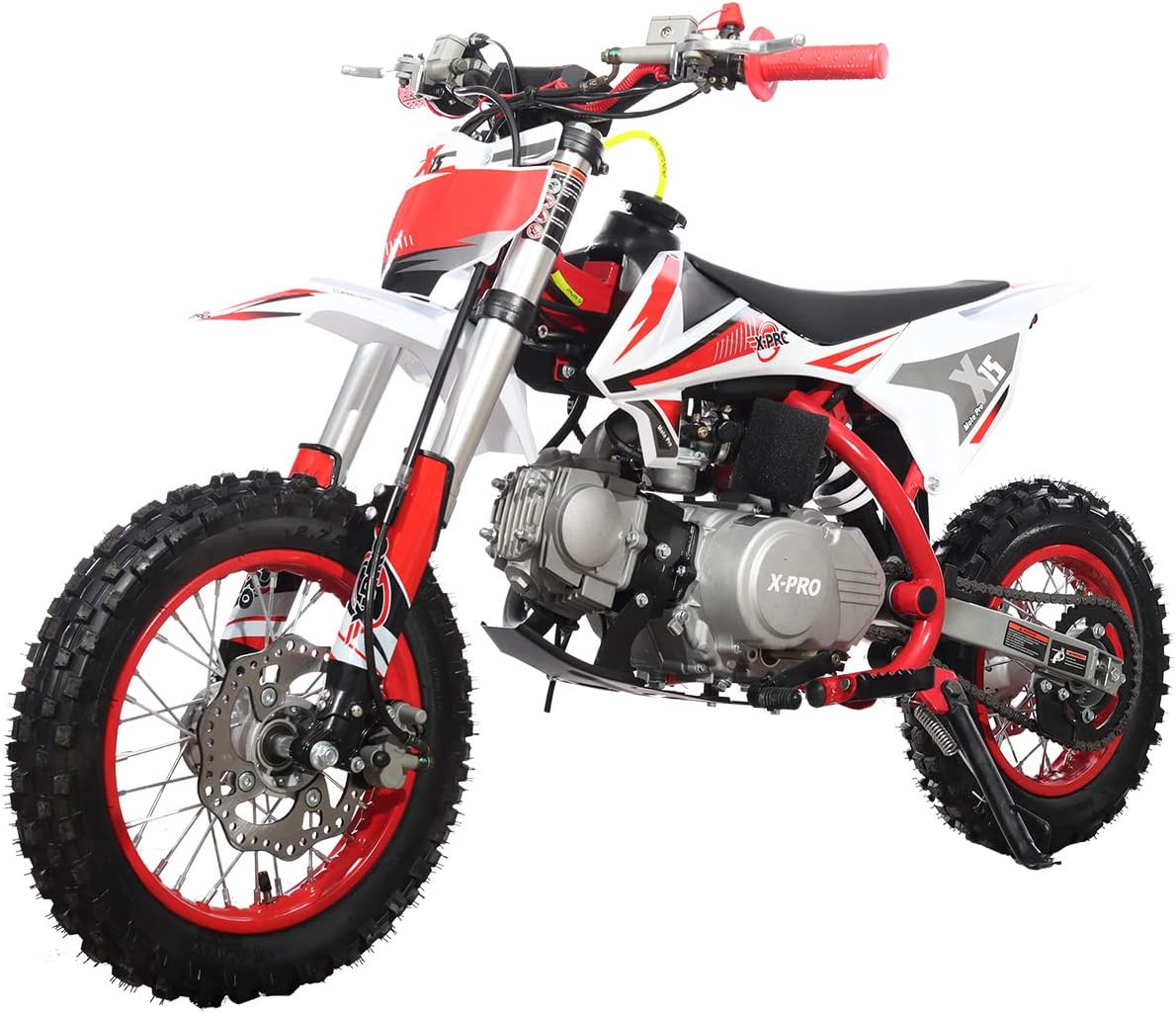 X-PRO X15 110cc Dirt Bike with Semi-Automatic Transmission, Kick Start,12"/10" Wheels! (Factory Package, Red)