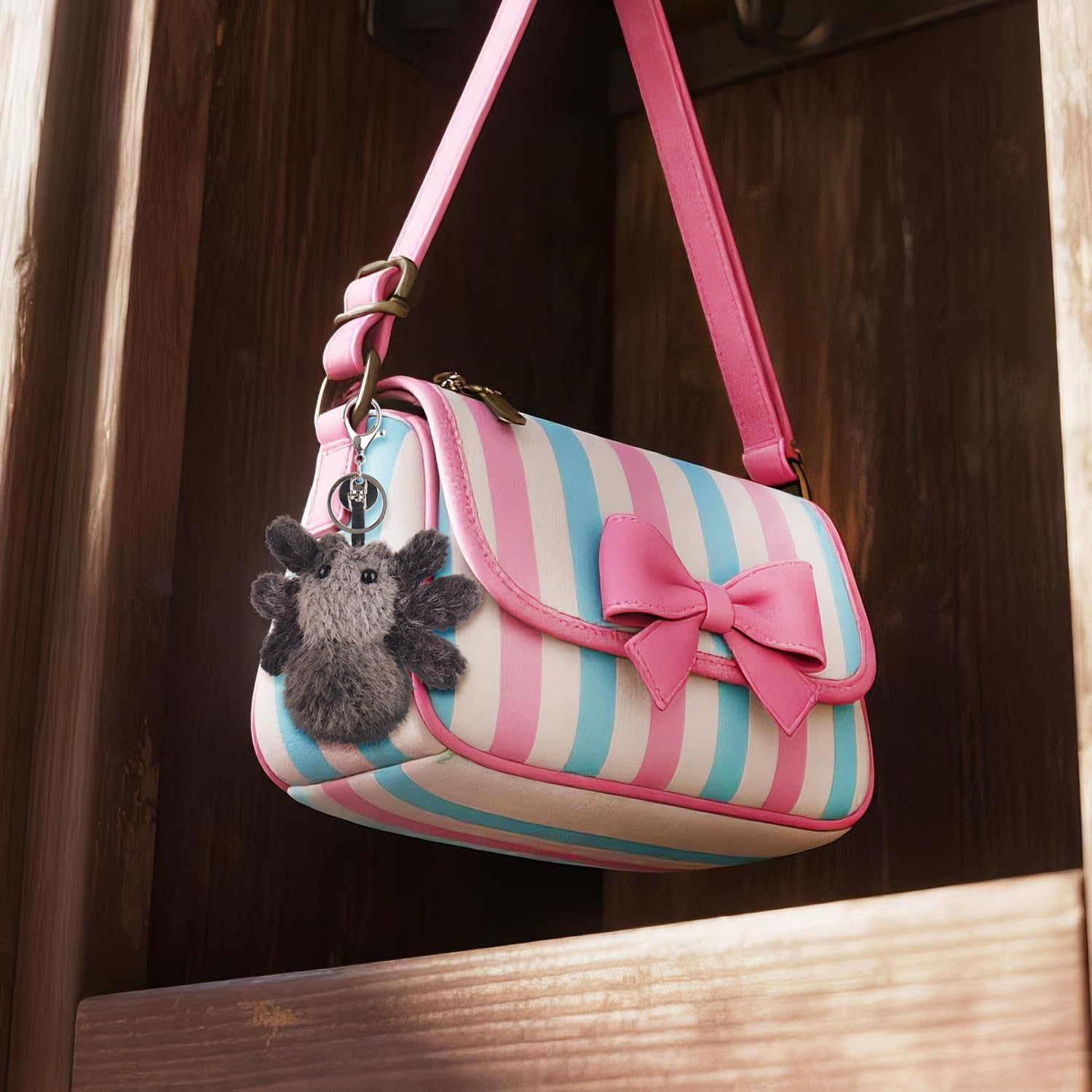 Apricot Lamb Devil Spider Cute Keychain, Soft Stuffed Plush Toy Keyring for Kids' Backpack, Purse, 4 Inches - Image 3