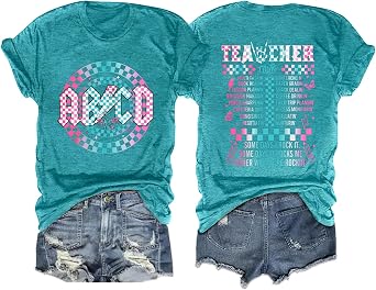 Teacher Shirts Women Vintage Teacher Graphic Tshirt Teacher Life T Shirt Kindergarten Teachers Tees Casual Tops