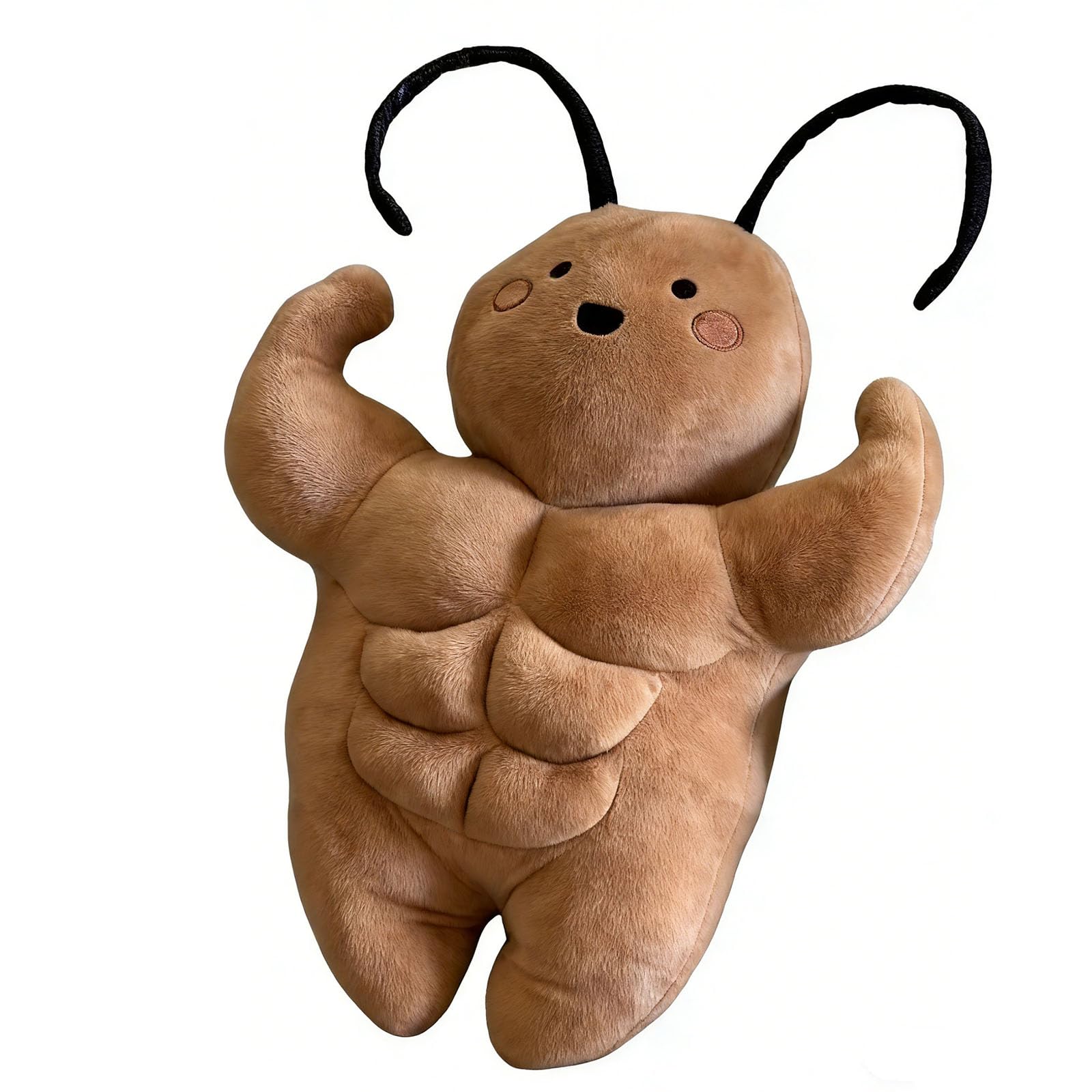 ZBELLO Muscle Cockroach Plush Toy，Cockroach Toy, Funny Buff Bug Plushie with Abs, Creative Weird Soft Doll Gift for Boys/Girls (75CM)