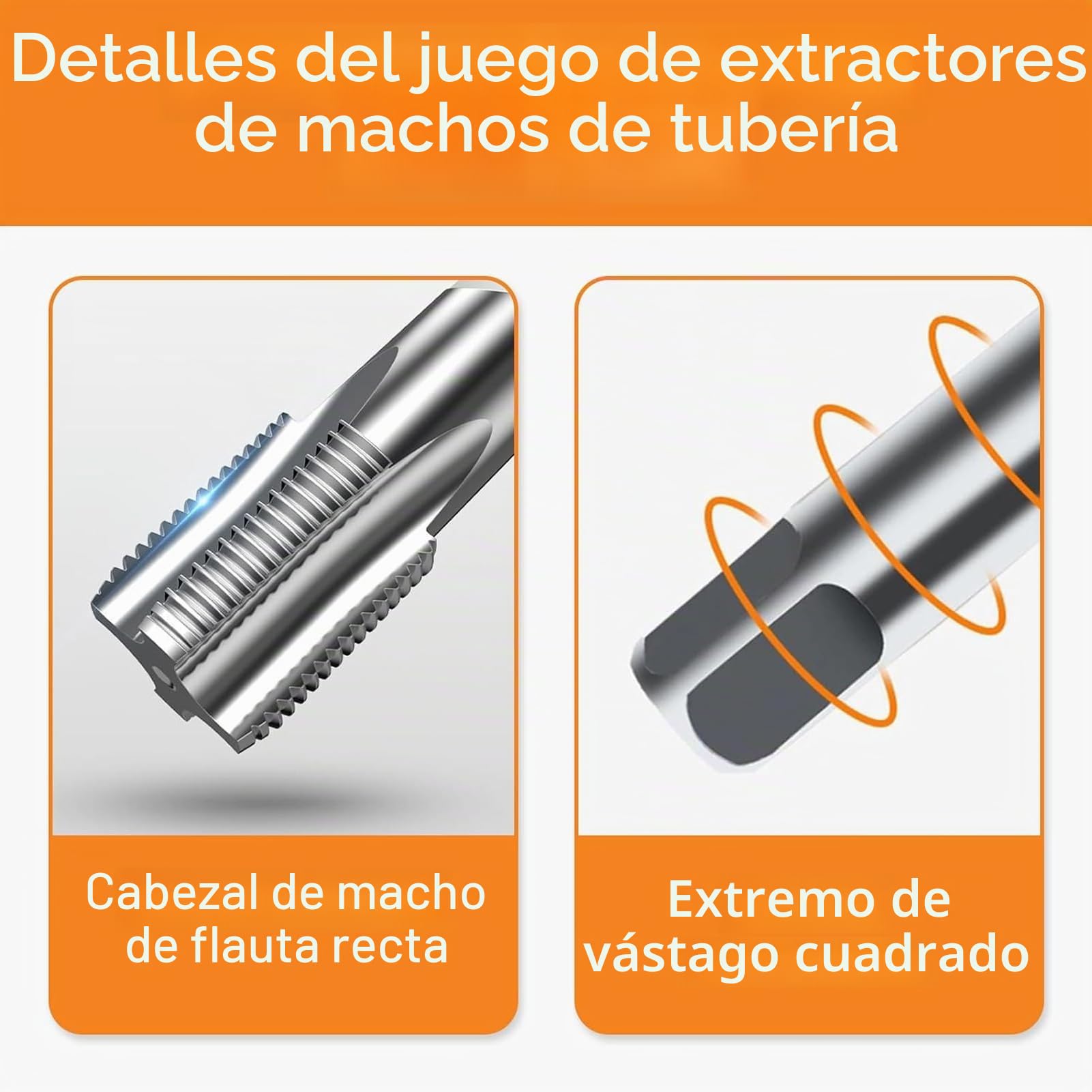 Juego de Grifos para Tubos NPT, Juego de Grifos para Tubos con Cortador de Hilo de 6 Piezas, Grifo de Incisión de 1 Pulgada, 3/4 Pulgadas, 1/2 Pulgadas, 3/8 Pulgadas, 1/4