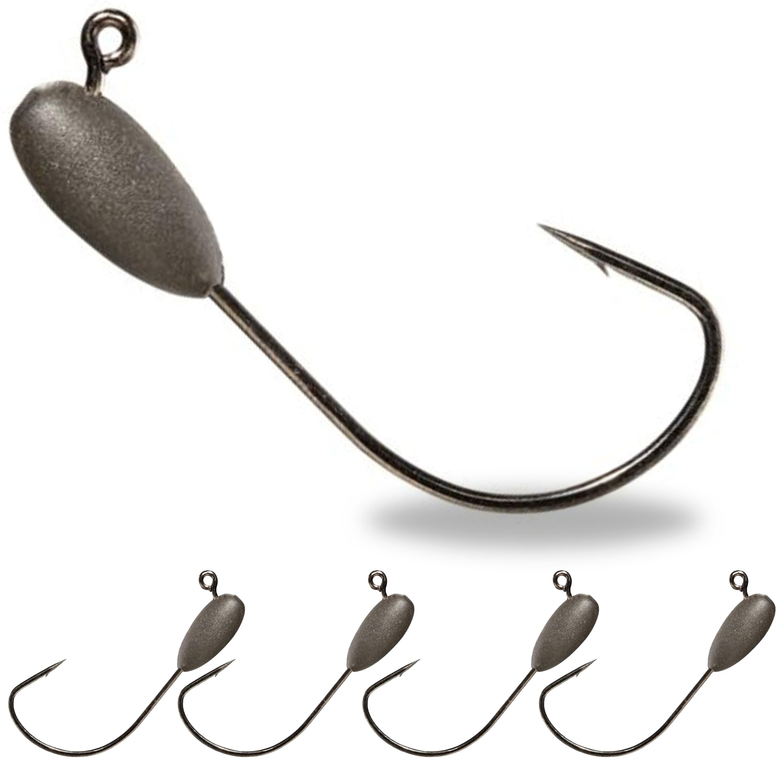 Reaction Tackle Tungsten Tube Jig Heads, 5-Pack - The Ultimate Bass Fishing Bait Hooks for Saltwater & Freshwater Anglers Designed for use with Hollow Body Tube Fishing Lures