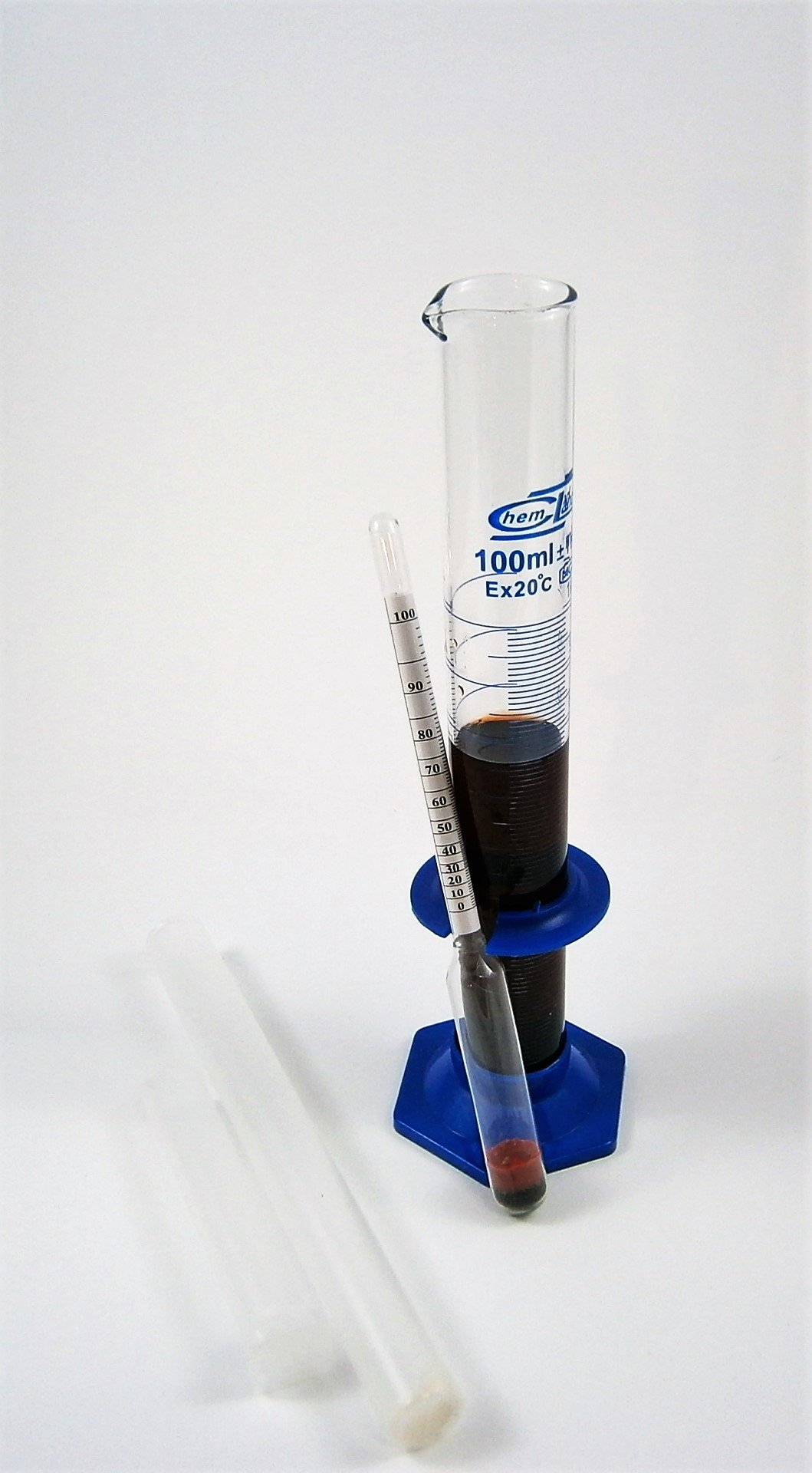 Alcolometro 0–100 % + Cilindro in Vetro 100 ml – Misuratore di Alcol con Provetta per Distillati