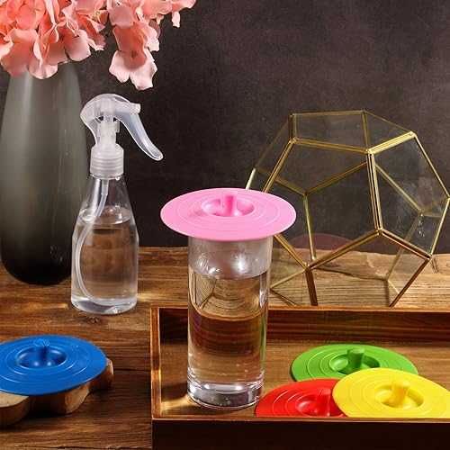 Miniatura 5 de 10 fundas de silicona para tazas de bebidas de 4.13 pulgadas, tapas de silicona antipolvo con soporte para cuchara para café, té, taza de vidrio,