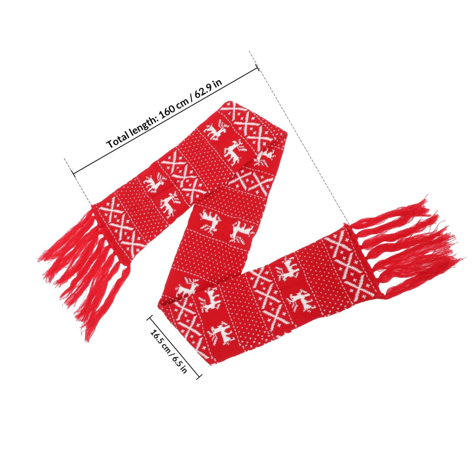 OSALADI Sciarpa Calda di Natale Motivo Alce e Frange, Sciarpa Lunga in Lana Lavorata a Maglia, 160 CM, per Ragazze e Donne Nelle Giornate Fredde