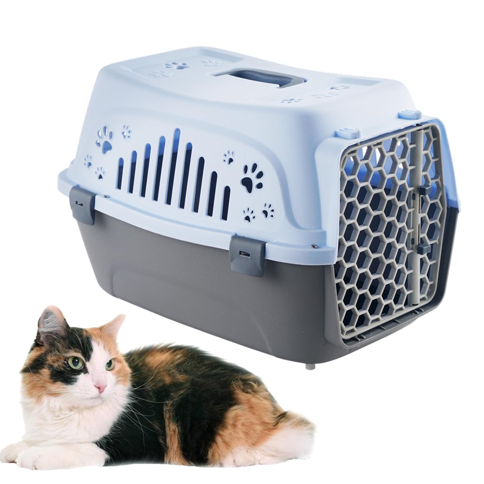 Transportín de Viaje para Mascotas, Caja de Transporte para Perros, Transportín Rígido Portátil para Perros Pequeños Y Medianos, para Senderismo Al Ai, Azul