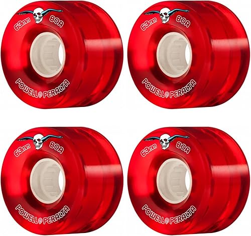 Powell-Peralta transparente Cruiser rojo 63mm. 80A suave monopatín ruedas para longboard