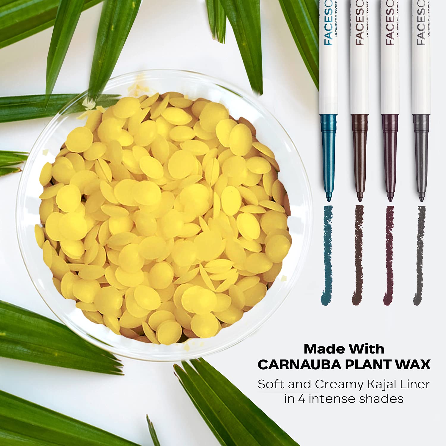 Faces Canada Twist Eye Liner, 4 Bright Shades, 24 Hrs Long Stay, Waterproof, Smudgeproof, Fade Proof, With Soft Carnauba Wax, Silver, Brown, Blue, Plum, Intense Color In One Stroke, Blue, 2.29 Oz