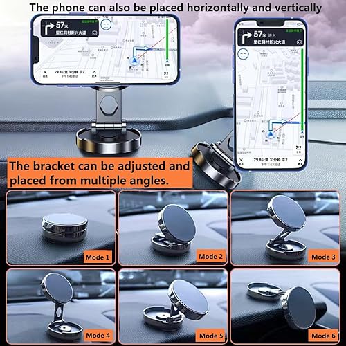 Miniatura 6 de Parche magnético para teléfono  Soporte de navegación universal plegable para tablero de instrumentos con montaje giratorio de 360  Se adapta a