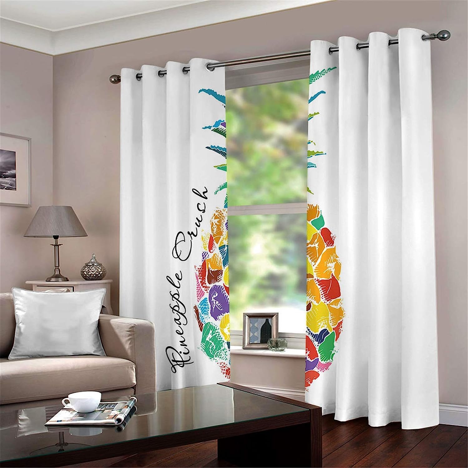 Cortinas Opacas para Ventanas Infantiles 280 x 250 cm piña de Dibujos Animados Cortinas Opacas para Ventanas Infantiles 3D Patrón Cortinas Salon Dormitorio Moderno Reduccion Ruido Cortinas