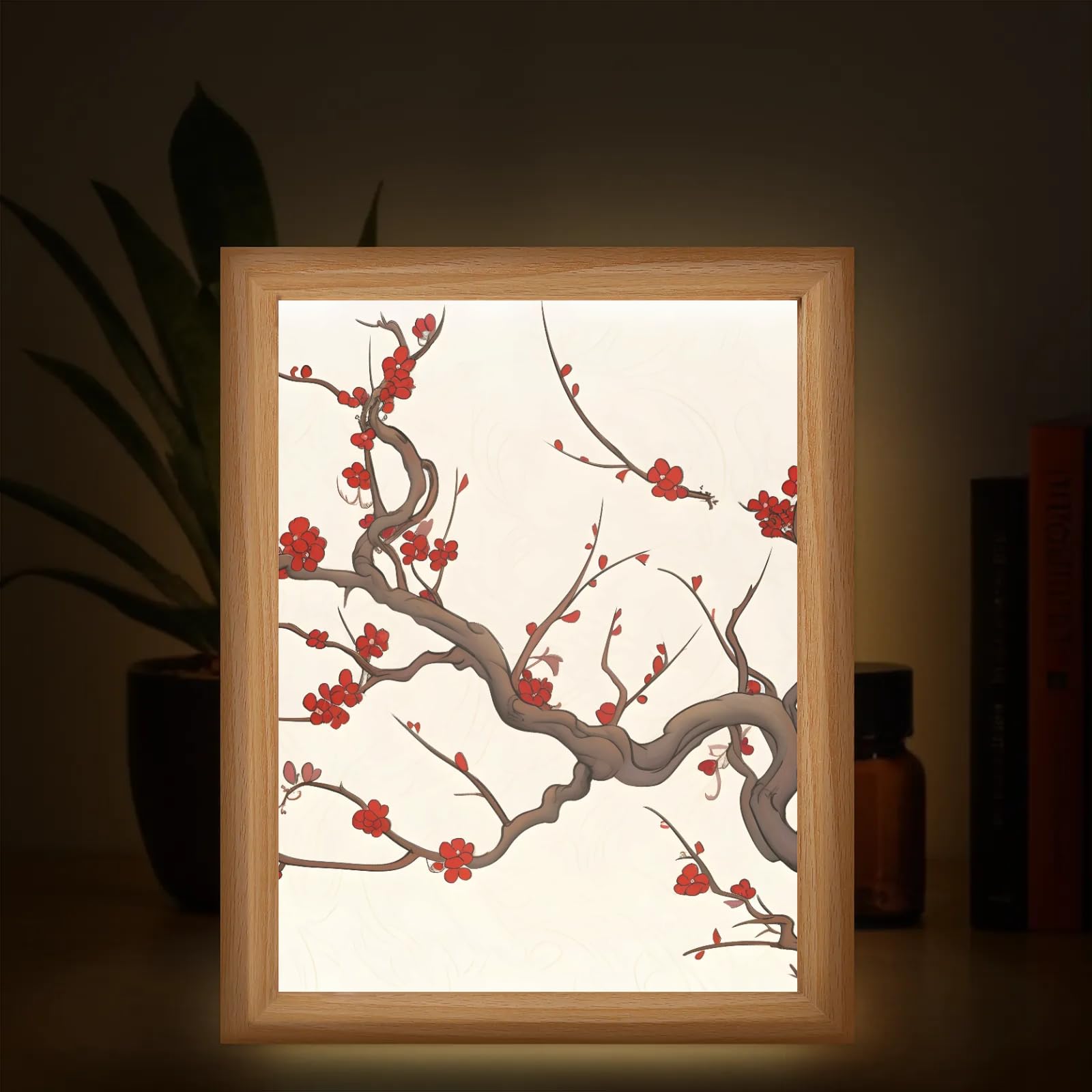 Light Up Painting, Abstract Tree Wall Art Picture Light Watercolor Tree Light Up Desktop Art Decor, 10 Brightness, USB Powered, 3 Lighting Modes, Anxiety Relief Gift for Bedroom Home - Without Frame