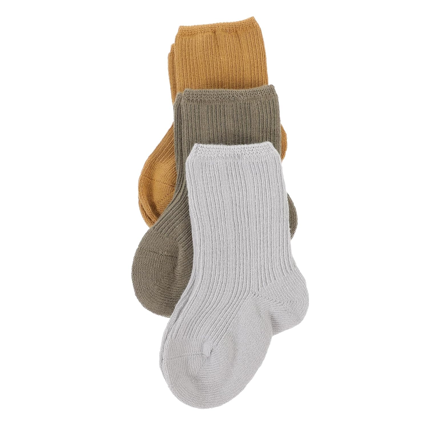 SHOWERORO 3pairs Warm Newborn Socks for Toddlers Set of Mid Tube Socks Breathable Boy Girl for Fits Months Green