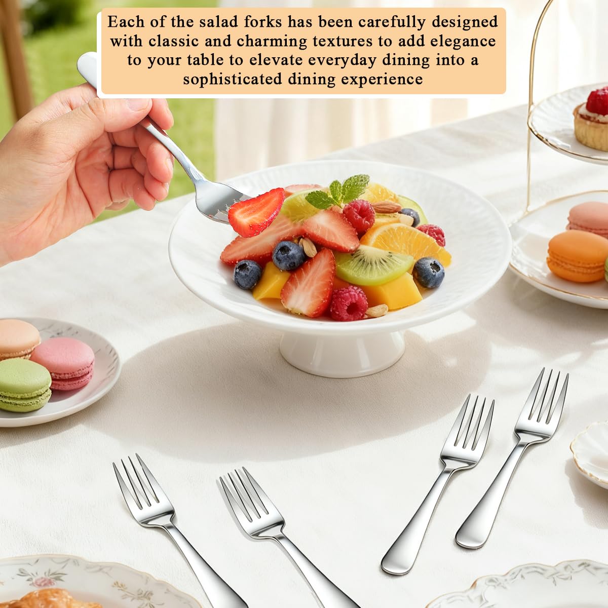 Dessert Forks Set of 24, Stainless Steel 5.5“ Cake Fork for Cocktail, Dessert, Cake, Tea, Fruit, Cheese, Appetizer Small Forks for Party, Hotel, Restaurant, Cafes — Amazon image 5