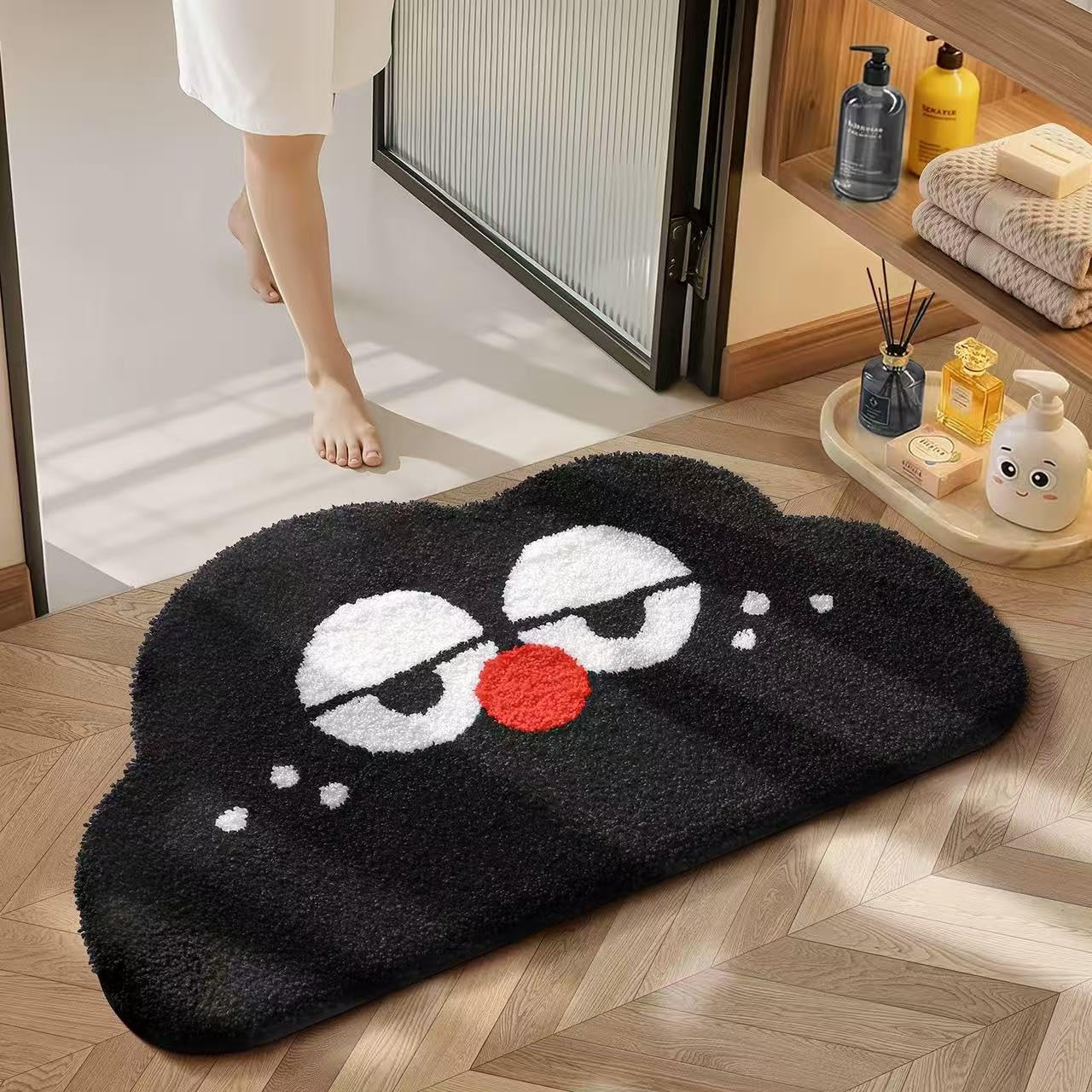 Tapis de bain nuage Ankah noir 50x80 cm en caoutchouc antidérapant