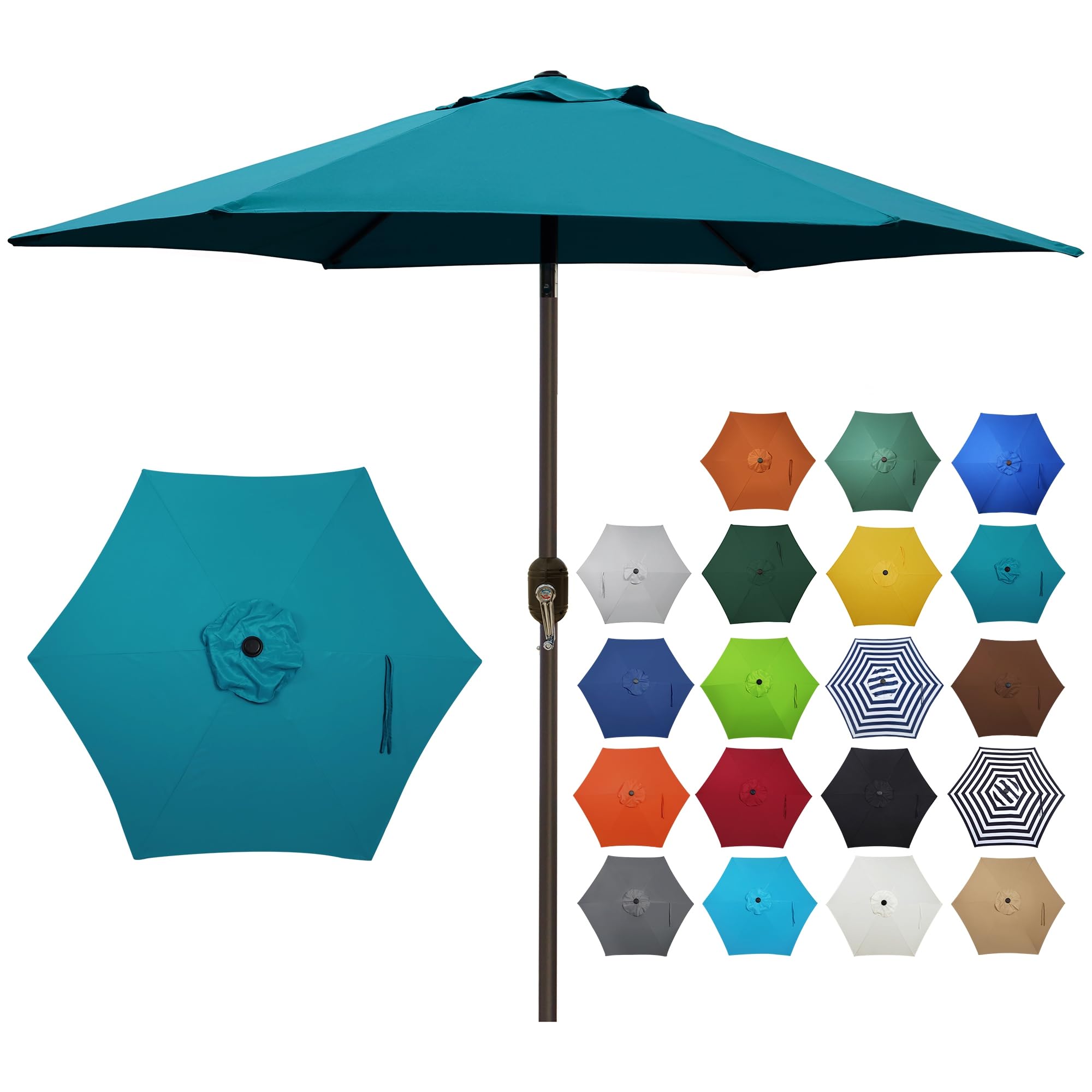 7.5 ft Patio Umbrella, Yard Umbrella, Outdoor Market Umbrella with Push Button Tilt Crank (Cerulean)