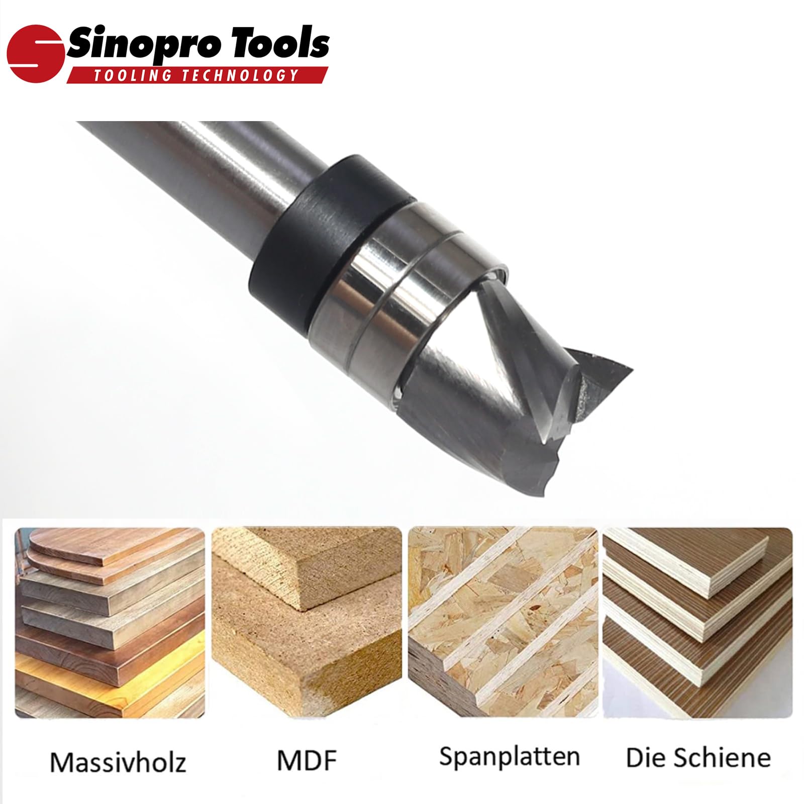 Spiralfräser 8mm Schaft VHM Fräser, 3Flöten Up Cut Nutfräser, 12mm Schnittdurchmesser，10mm Schnittlänge，Bündig-Profilfräser für Holz Kanten Bündig zu Fräsen oder um zu Kopieren