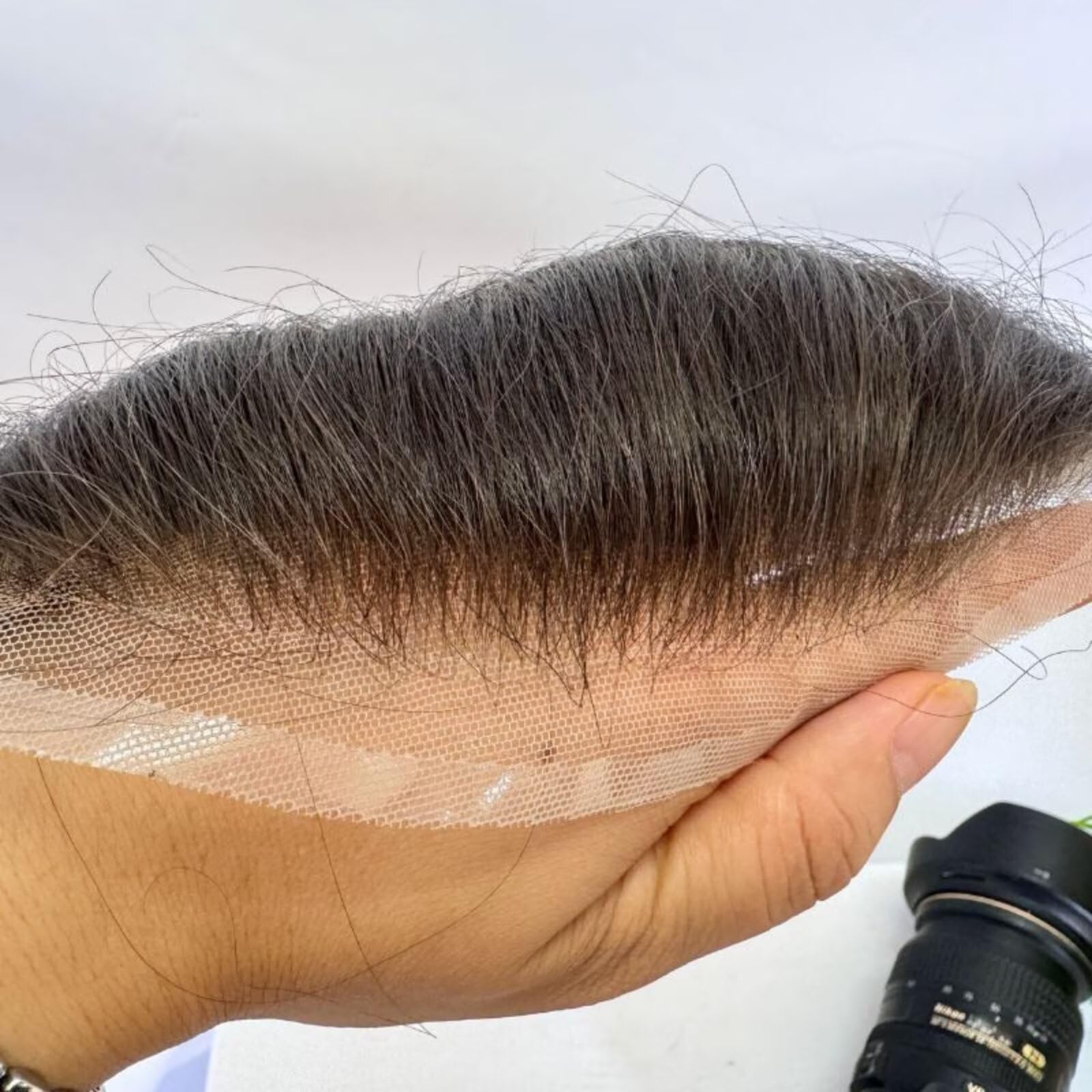 Parrucca per uomo con attaccatura dei capelli sulla fronte, HD, in pizzo invisibile, frontale in pizzo, in PU skin, toupet frontale per uomo, 18x4 cm - 2#