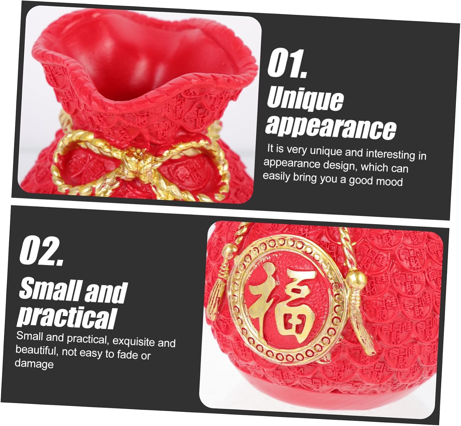 SUPVOX Money Bag Decorative Ornament for Home and College Apartment Unique Chinese Style Adornment Creative Savings Bank for Living and Entryway Decor