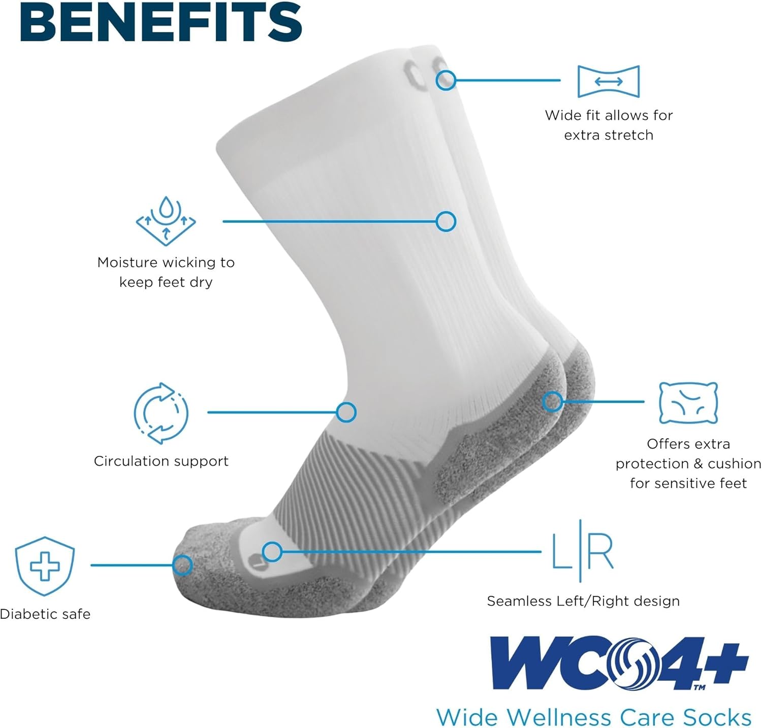 OrthoSleeve WC4 Wide Diabetic & Neuropathy Compression Socks, Non-Binding for Men & Women, Improve Circulation & Edema - Image 5