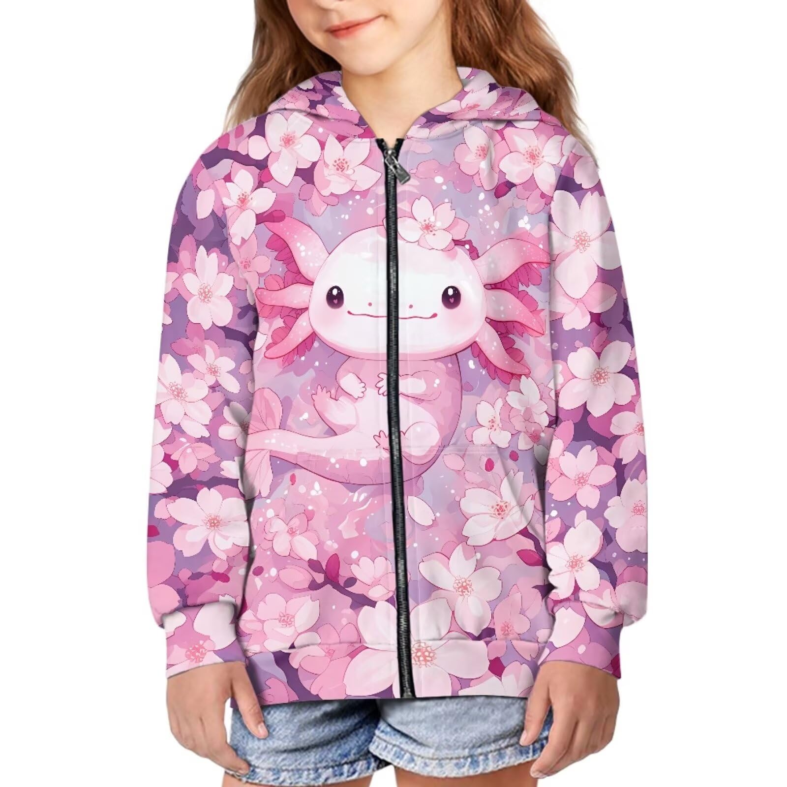Unisex Zipper Sweatshirt Boys Girls Hooded with 2 Pocket Pullover Hoodies for 6-16Y Kids