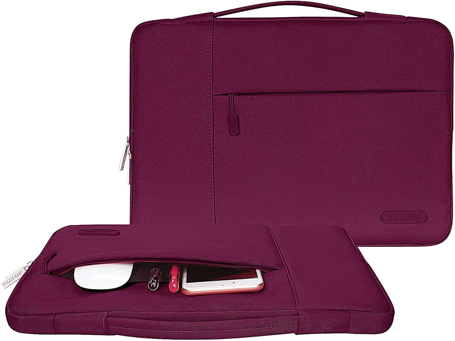 MOSISO Laptop Case 13.3 inch, 13-13.3 inch Laptop Sleeve with Handle Compatible with MacBook Air/Pro 13/Pro 14 M5 M4 M3 M2 M1,HP Dell ASUS Lenovo, Polyester Multifunctional Computer Bag, Burgundy