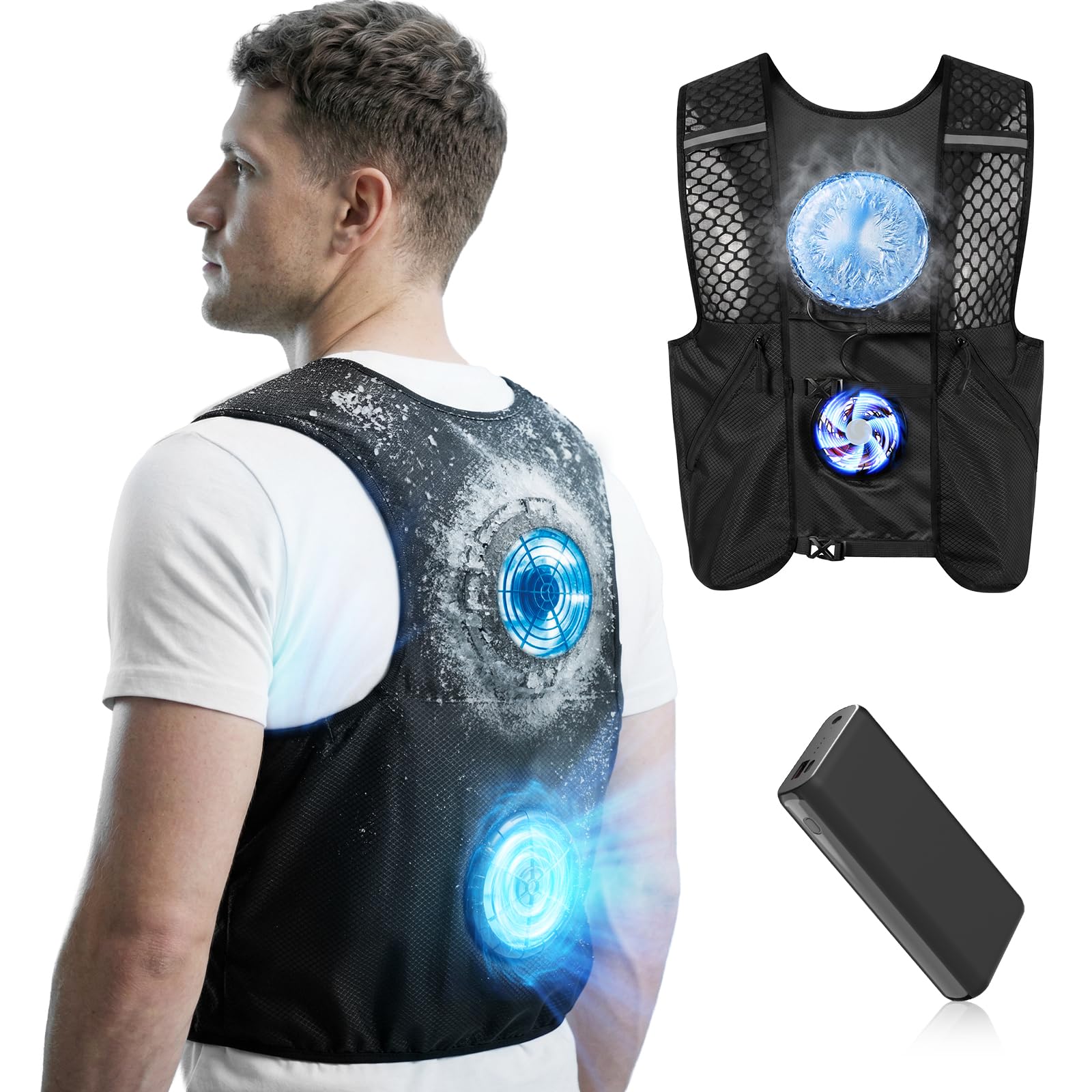 Cooling Vest for Men Wearable Fan Portable Semiconductor