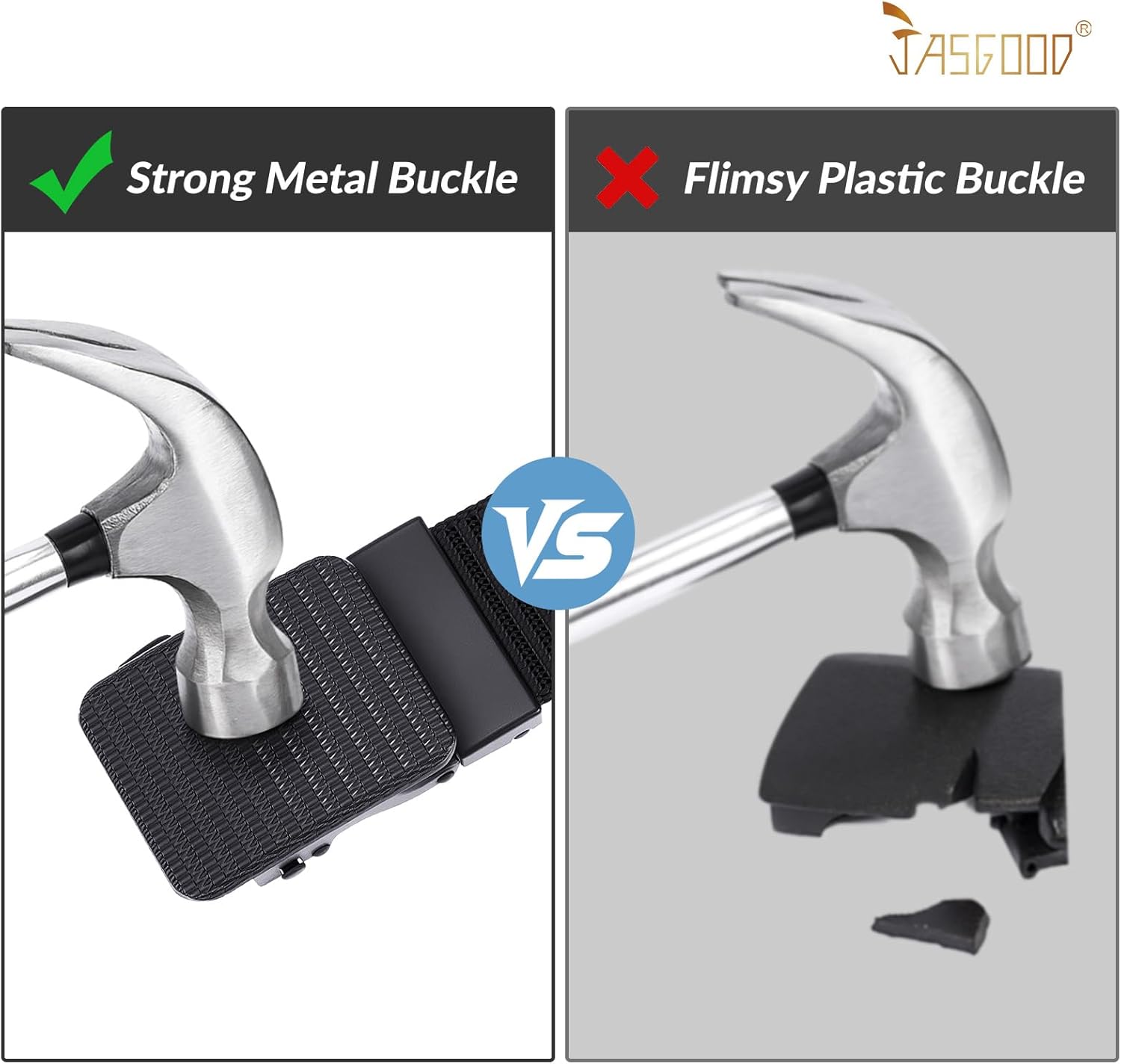 JASGOOD Men’s Ratchet Belt,Heavy-Duty Nylon Web Work Belt with Automatic No-Hole Buckle for Jeans,Golf - Image 3