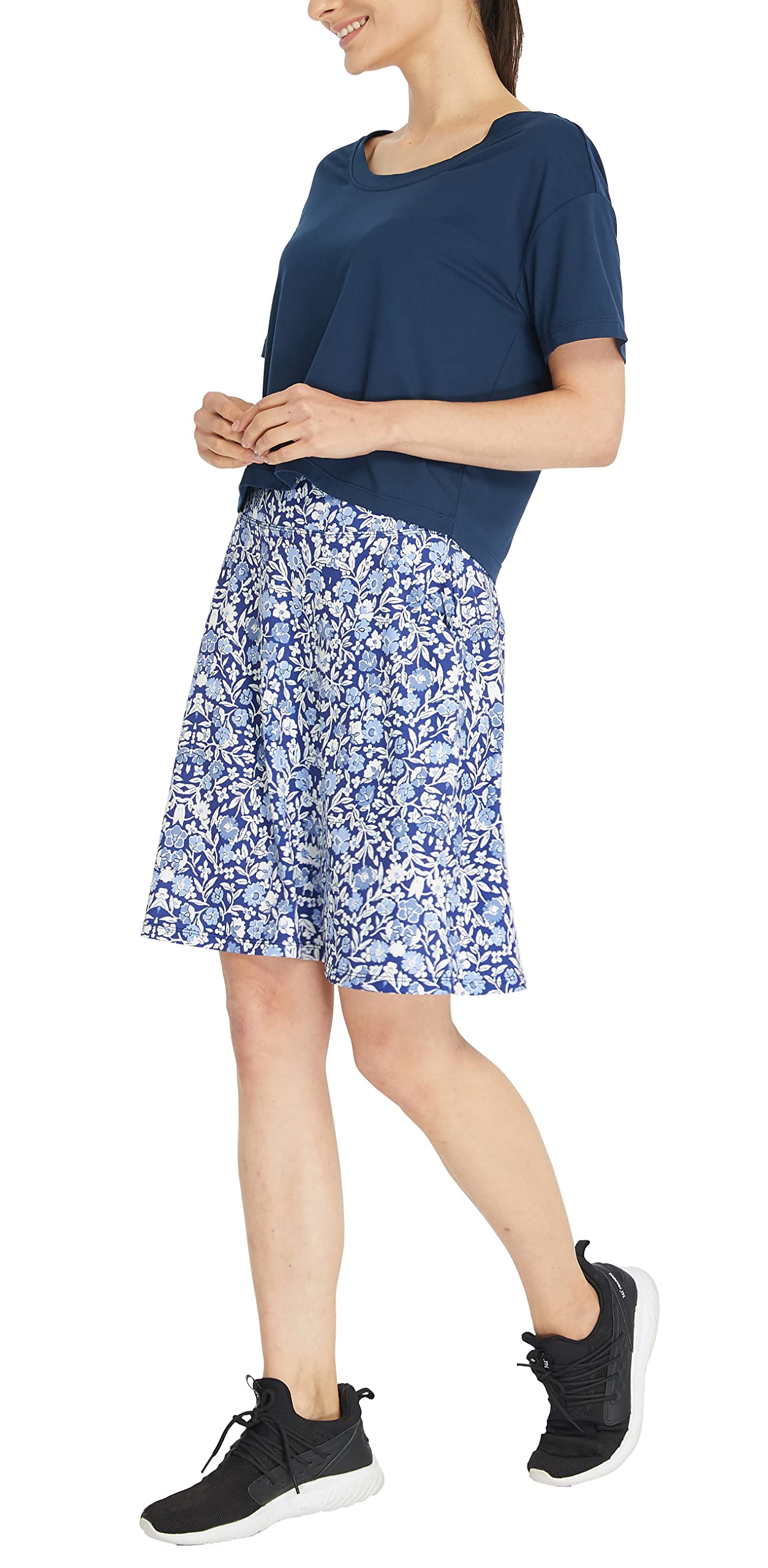 HonourSex Faldas de longitud a la rodilla para mujer, faldas causales con bolsillos, falda de golf, talla grande, faldas de longitud más larga