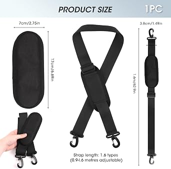 62 Inch Replacement Shoulder Strap with Pad, Adjustable Crossbody Bag Belt