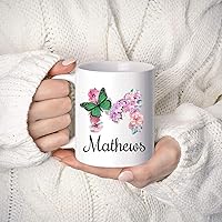 Vista 5 de Taza personalizada con nombre y alfabeto floral, taza personalizada con nombre e inicial, taza con nombre, regalo para mamá, hermana, niñas, tazas