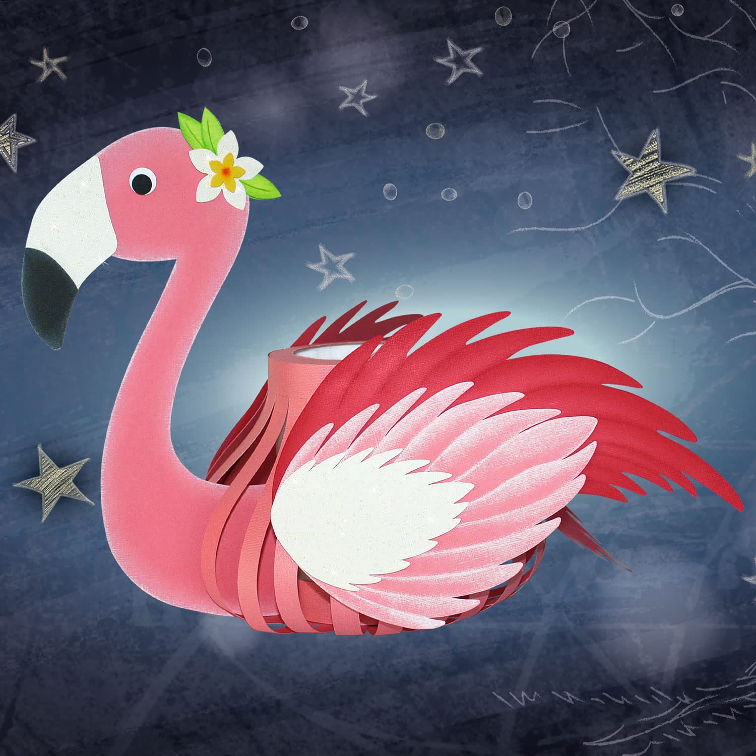 Laternen Bastel-Set Flamingo Fiona für Martinsumzug, Laternenumzug, Sankt Martin, Lampe, Lichterkette, Kinder, Martinslaterne