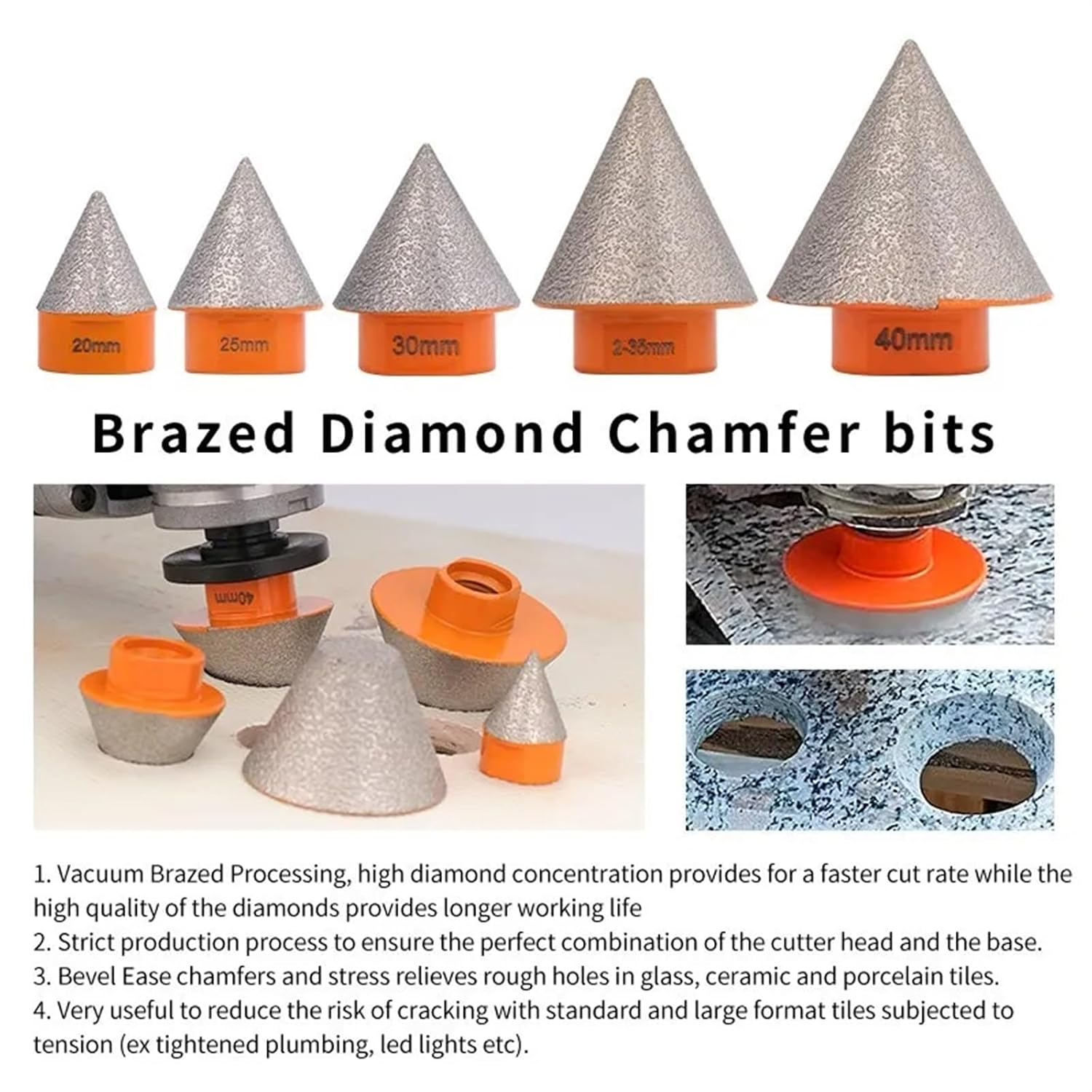 M14 Diamond Chamfer Bits 20-75mm Marble Concrete Hole Saw Masonry Drilling Crowns Construction Tools 1Pcs(75mm) AEVHBAMXN